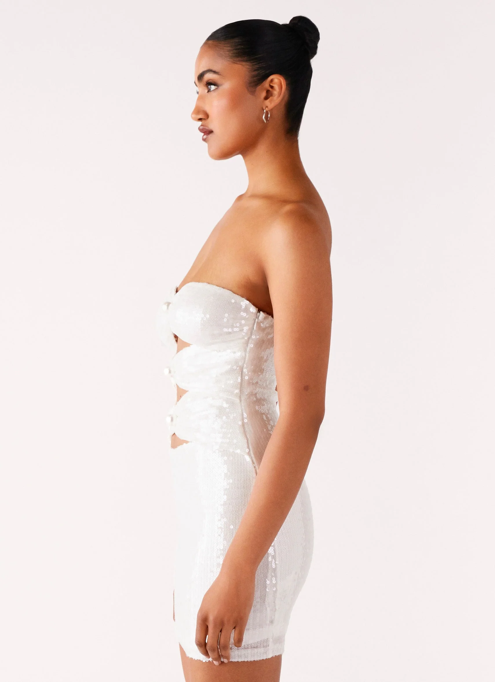 Clyra Sequin Mini Dress - Ivory - Image 2