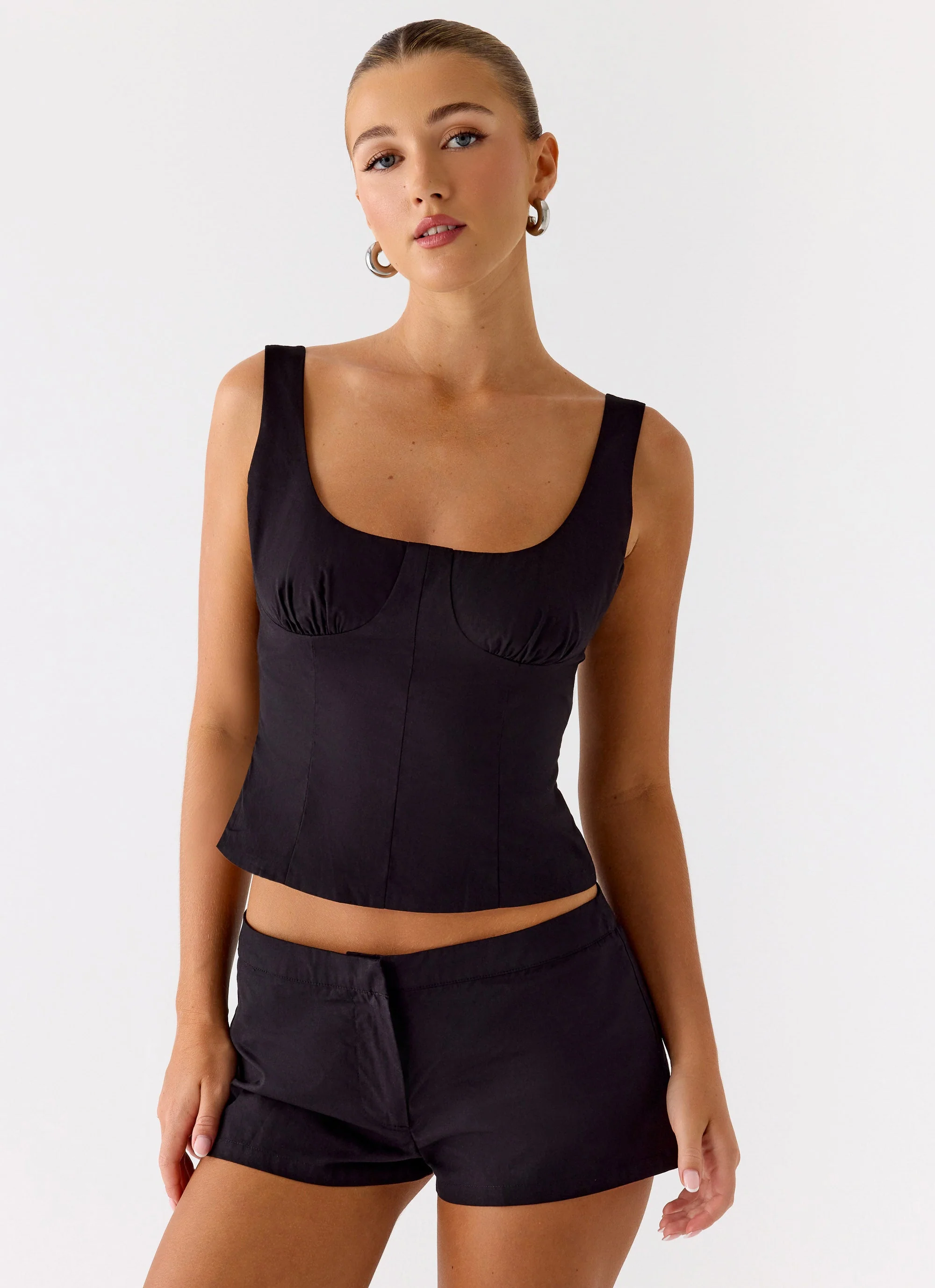 Coastline Cotton Bustier Top - Black - Image 6