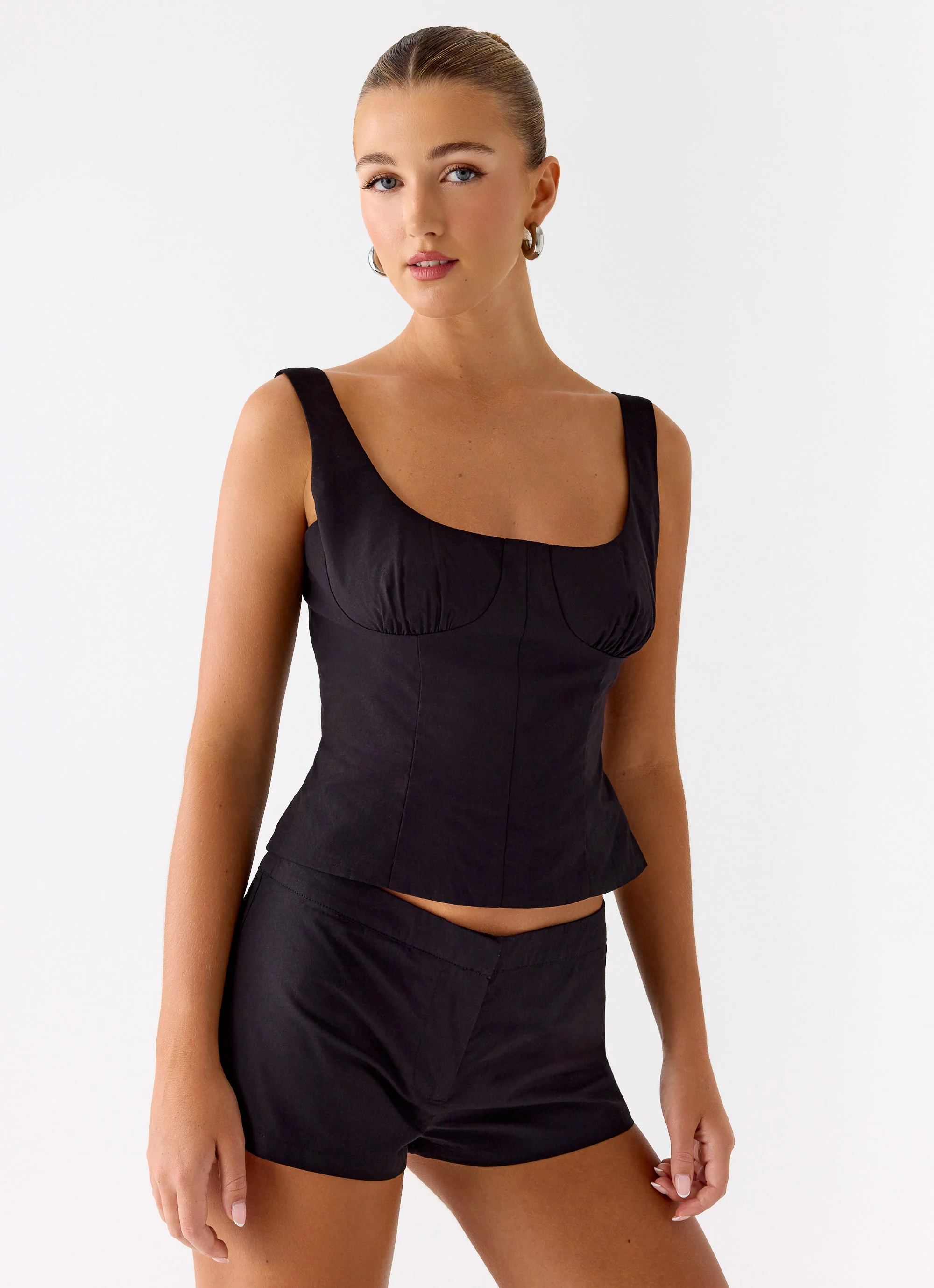 Coastline Cotton Micro Mini Shorts - Black - Image 5