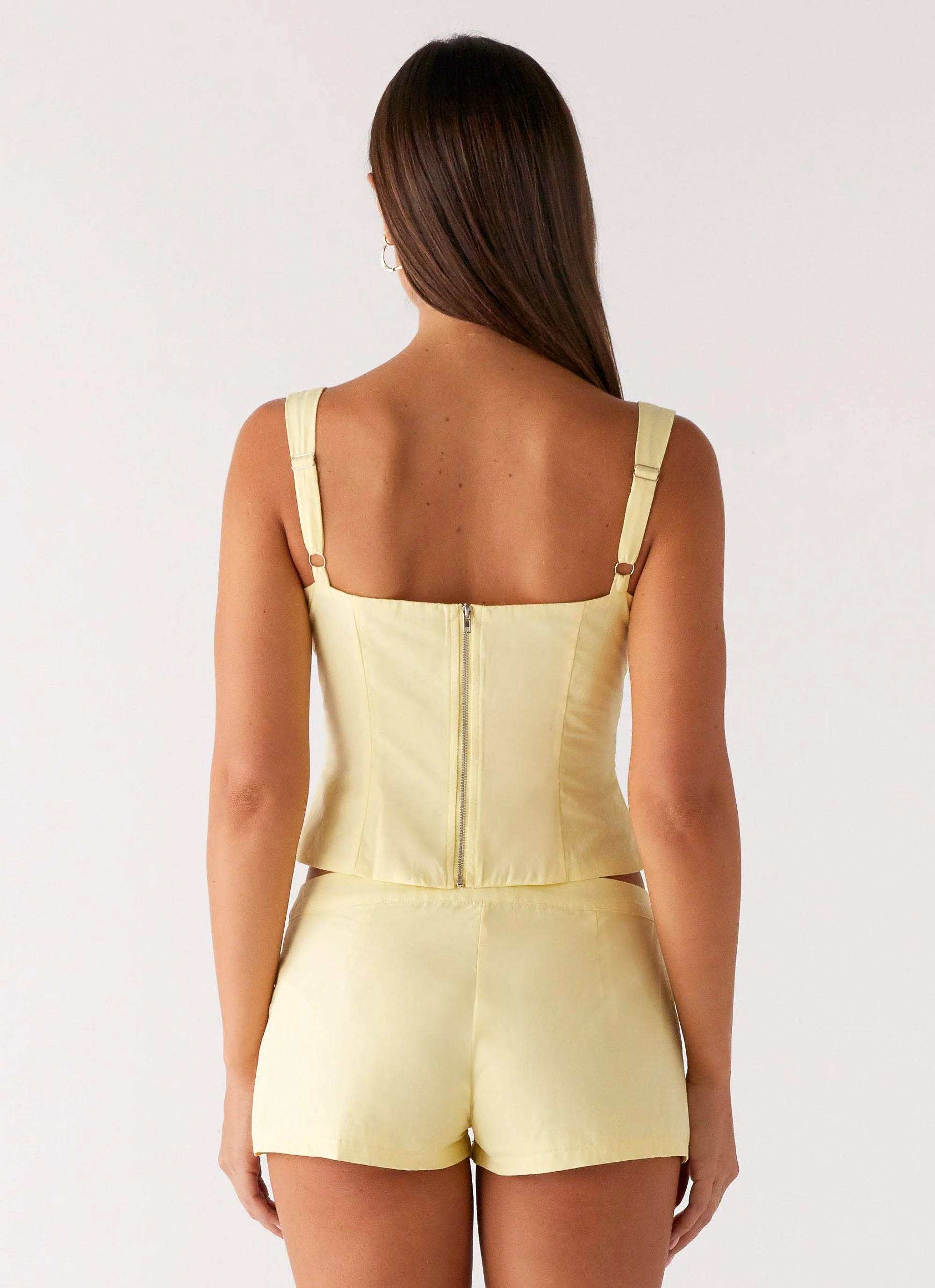 Coastline Cotton Micro Mini Shorts - Yellow - Image 3