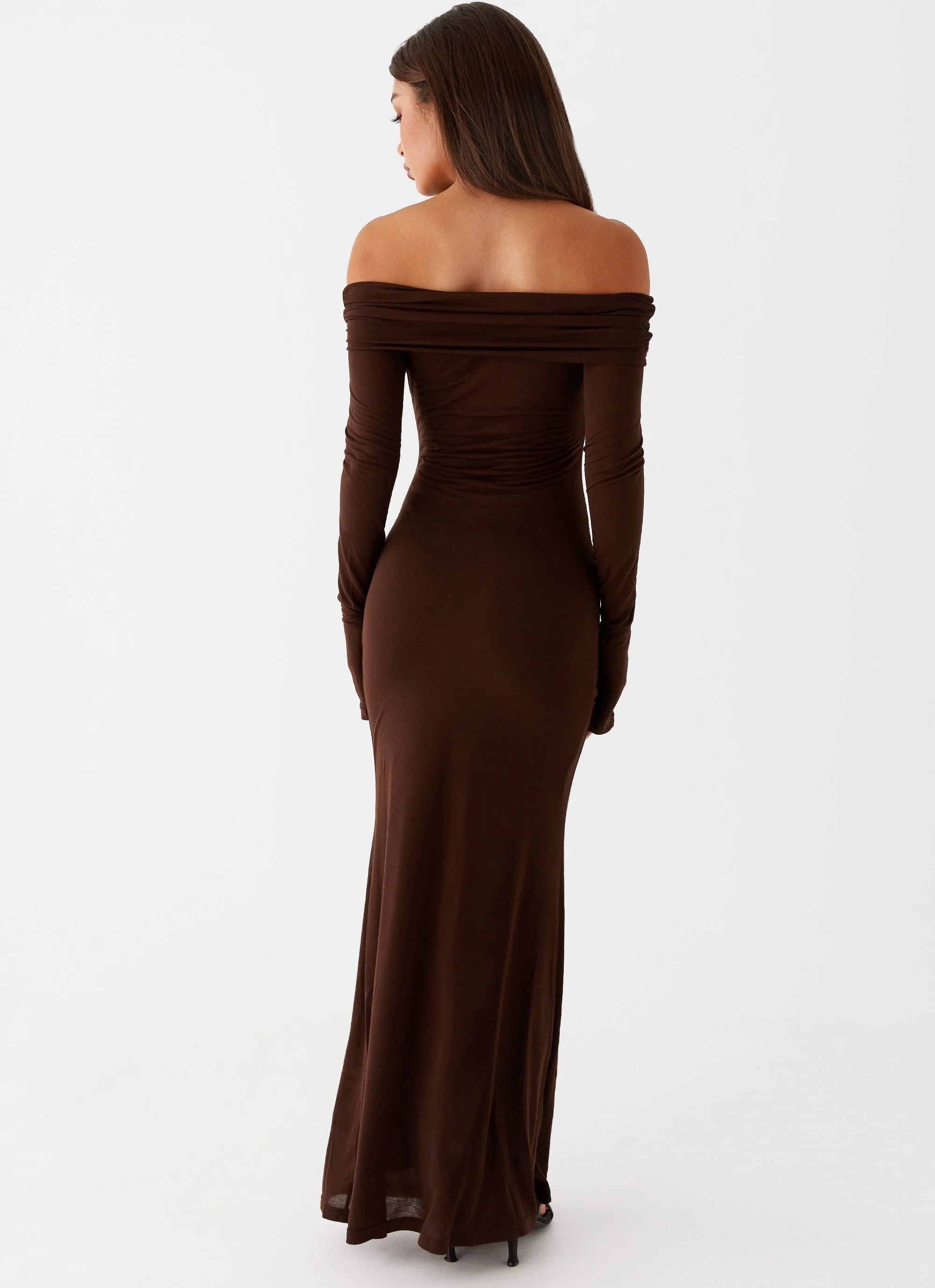 Cocoa Long Sleeve Maxi Dress - Chocolate - Image 3