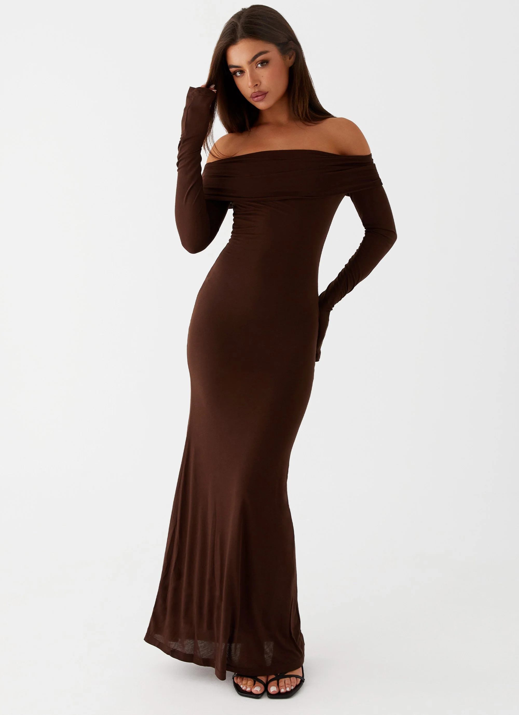 Cocoa Long Sleeve Maxi Dress - Chocolate - Image 6