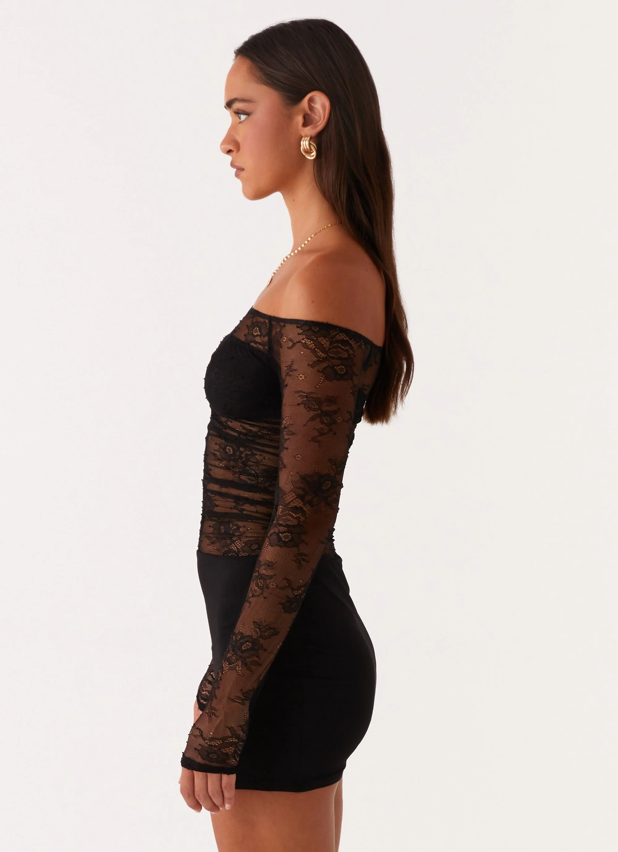 Collide Lace Mini Dress - Black - Image 3