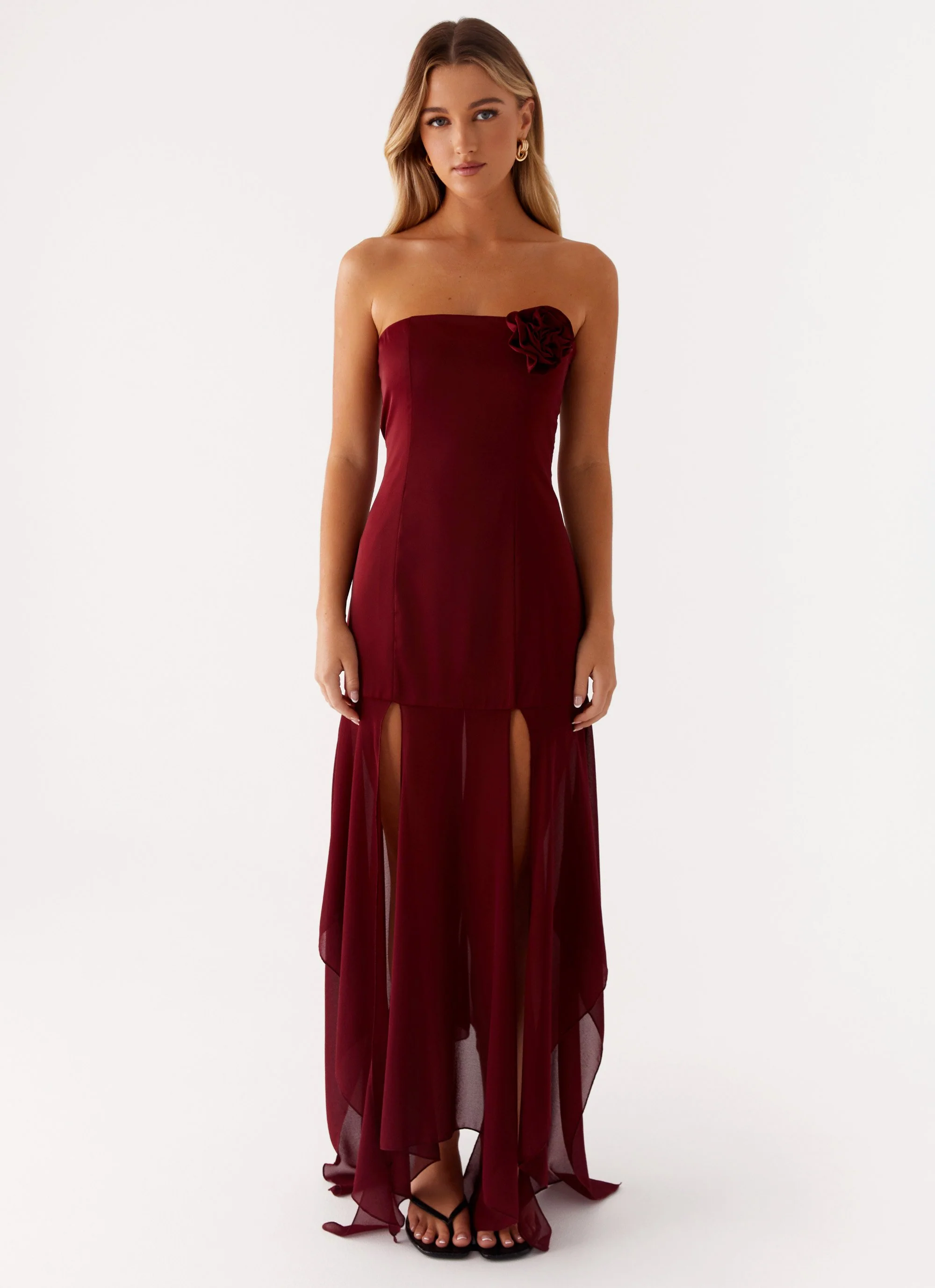 Collision Satin Maxi Dress - Cherry Red - Image 2