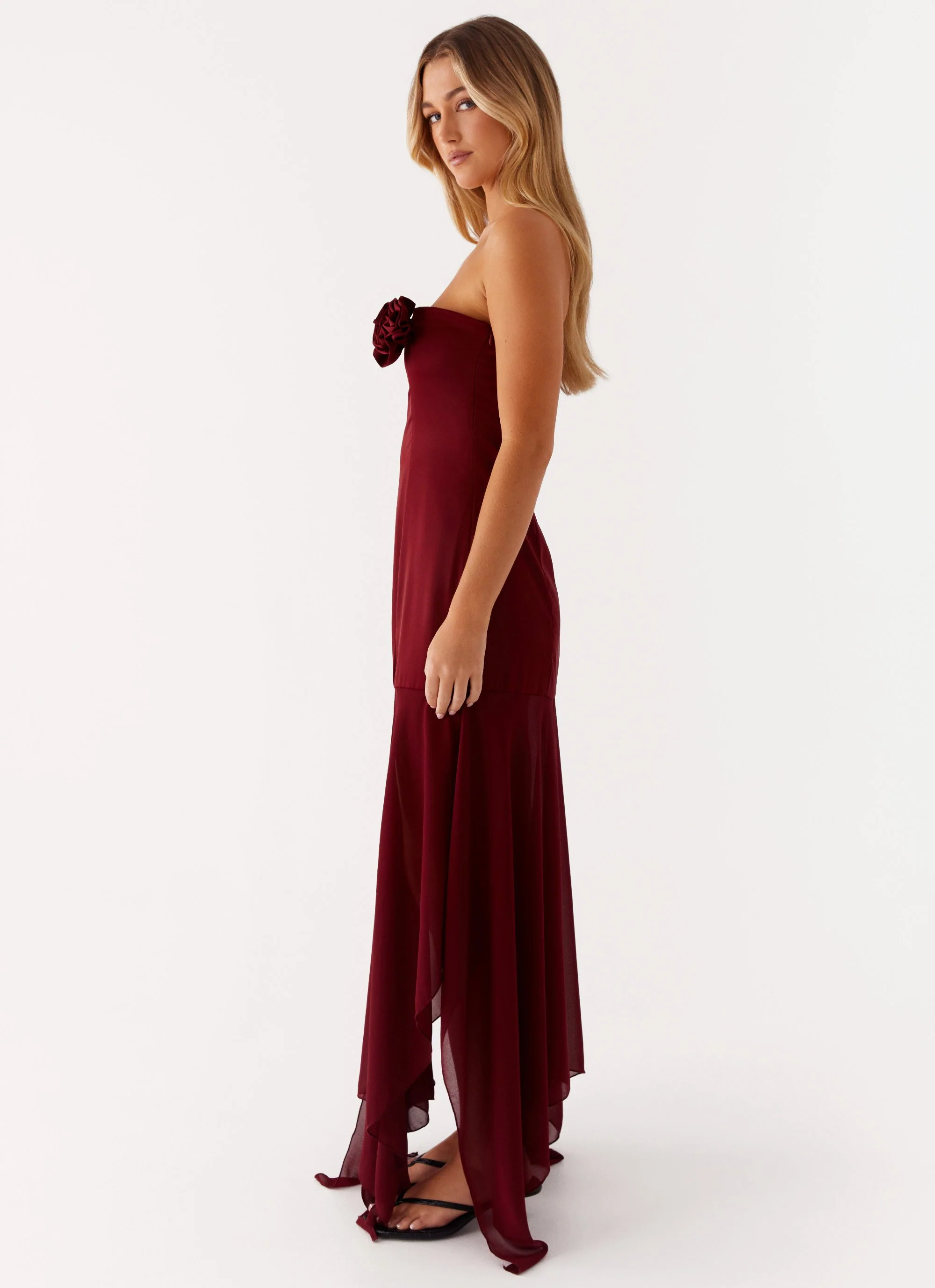 Collision Satin Maxi Dress - Cherry Red - Image 3