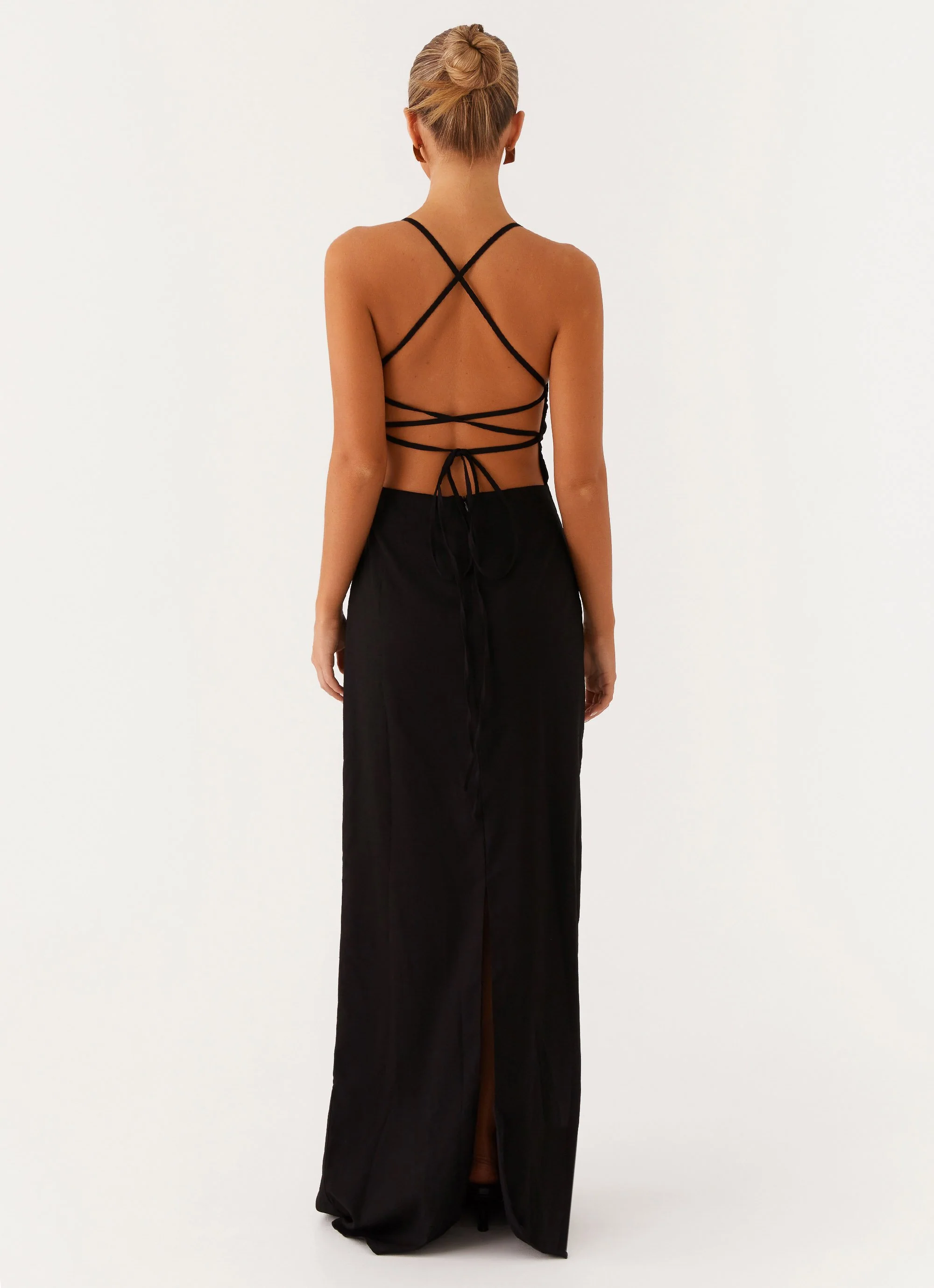 Cora Backless Maxi Dress - Black - Image 5
