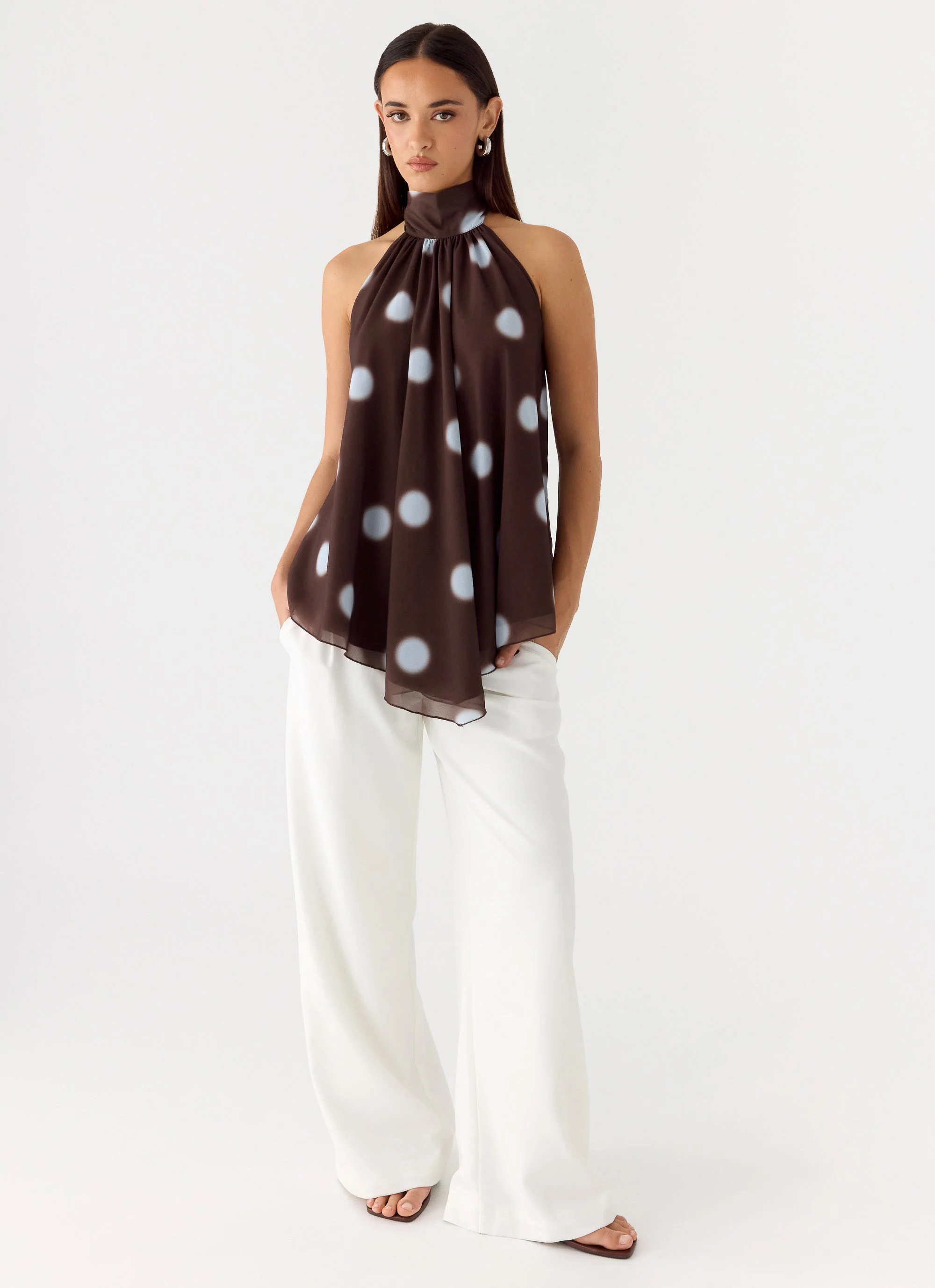 Corrida Backless Top - Chocolate Blue Dot - Image 8