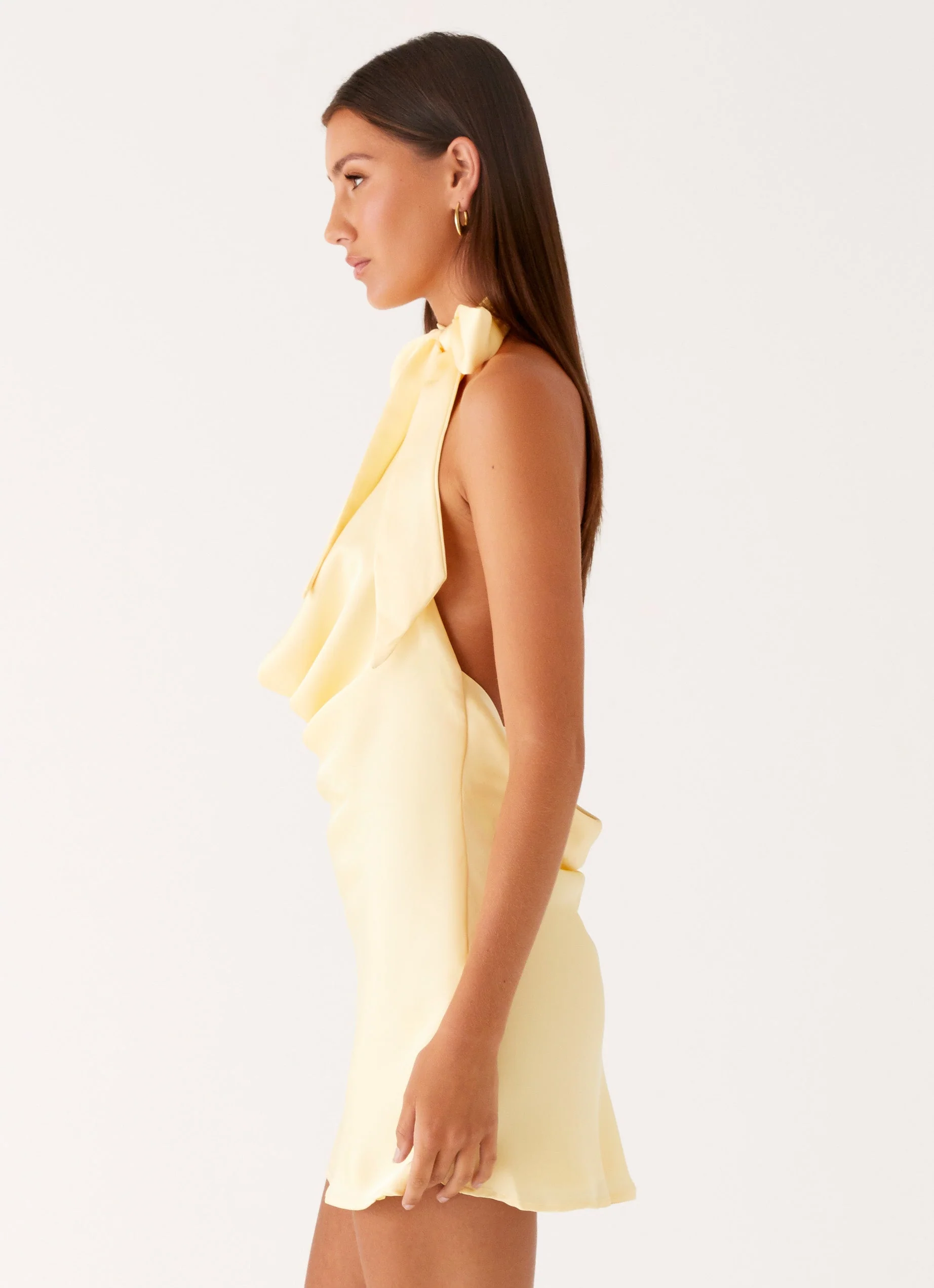 Cory Cowl Scarf Mini Dress - Sunny Yellow - Image 3