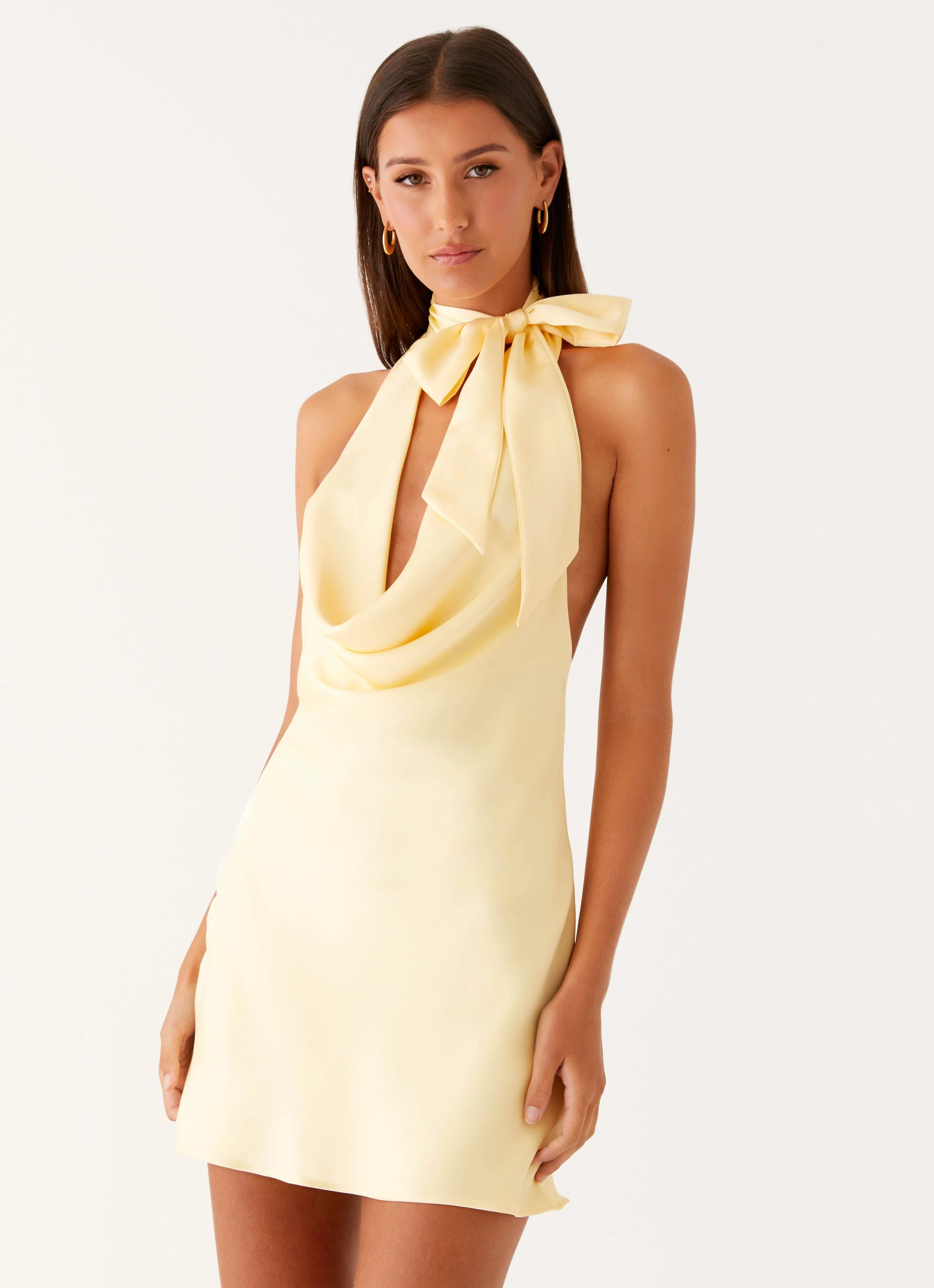Cory Cowl Scarf Mini Dress - Sunny Yellow - Image 4