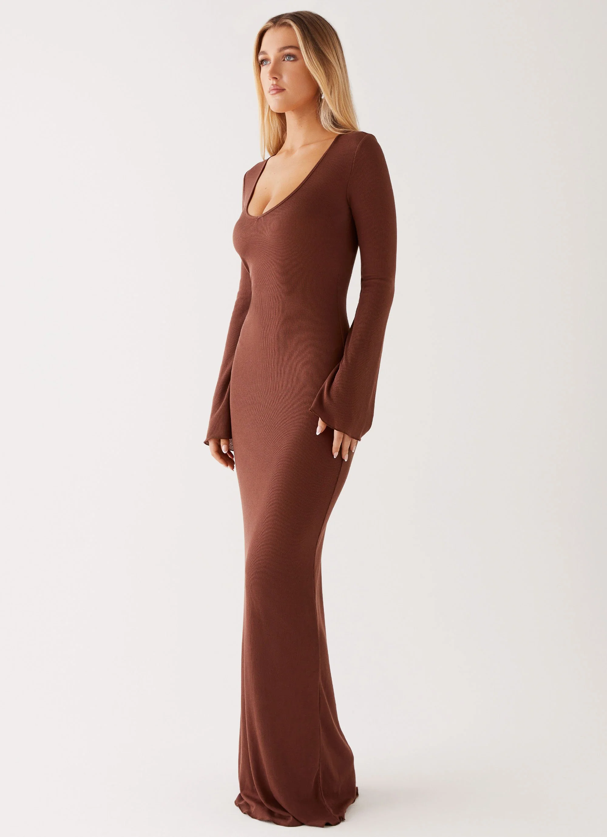 Cosy Days Long Sleeve Maxi Dress - Brown - Image 3