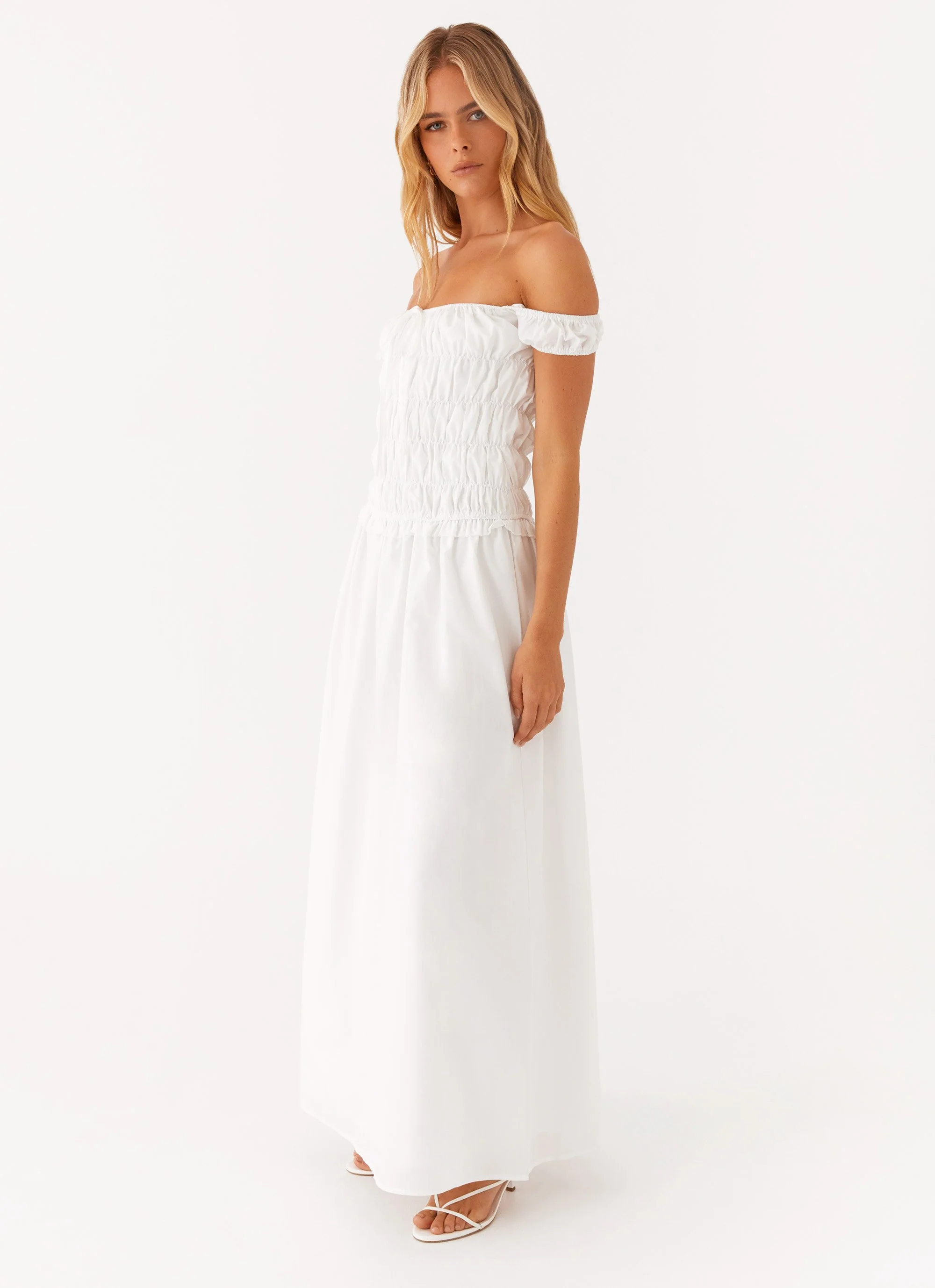 Countryside Off Shoulder Maxi Dress - Ivory - Image 4