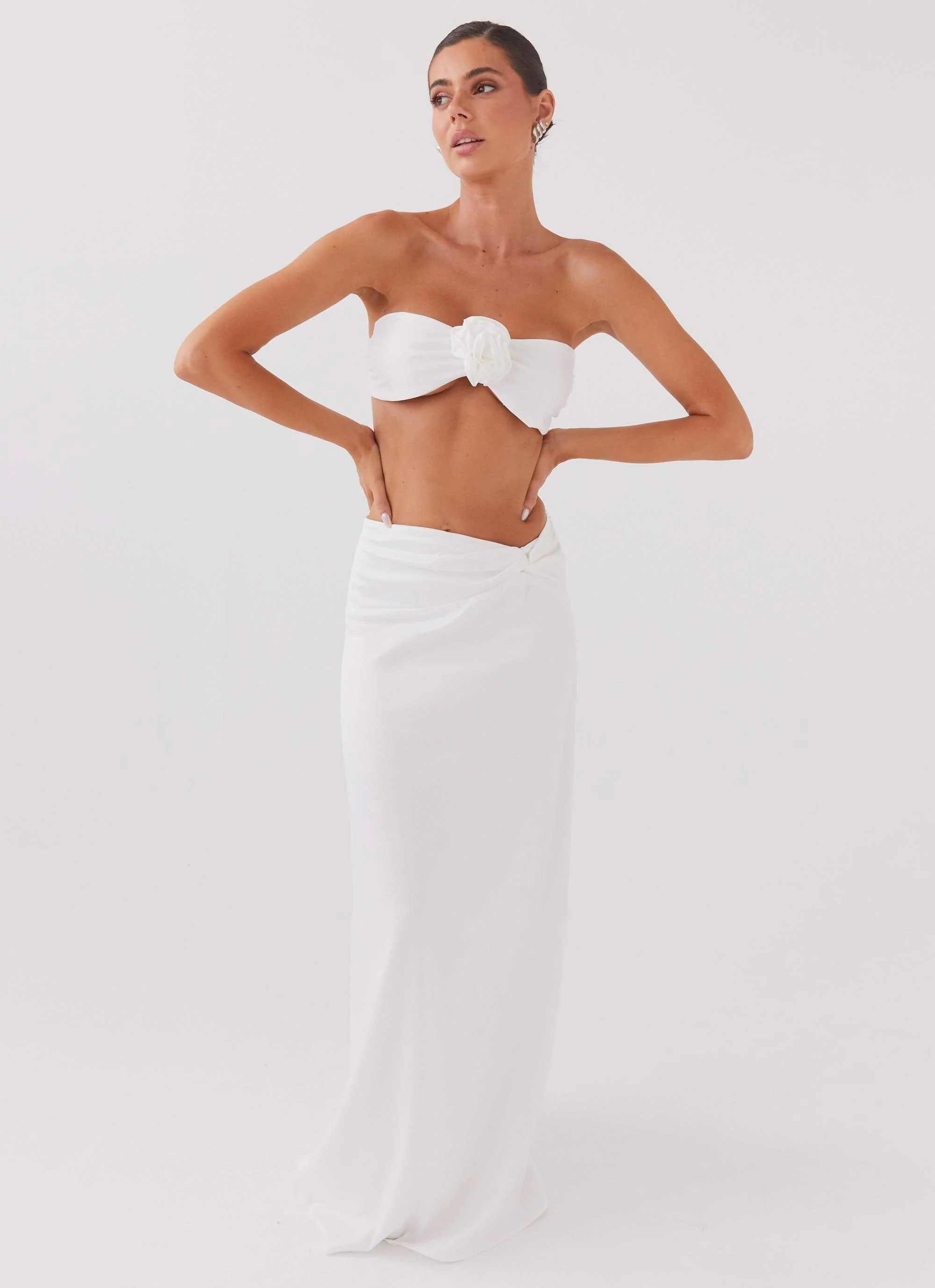 Crescent Light Twist Maxi Skirt - Ivory - Image 5