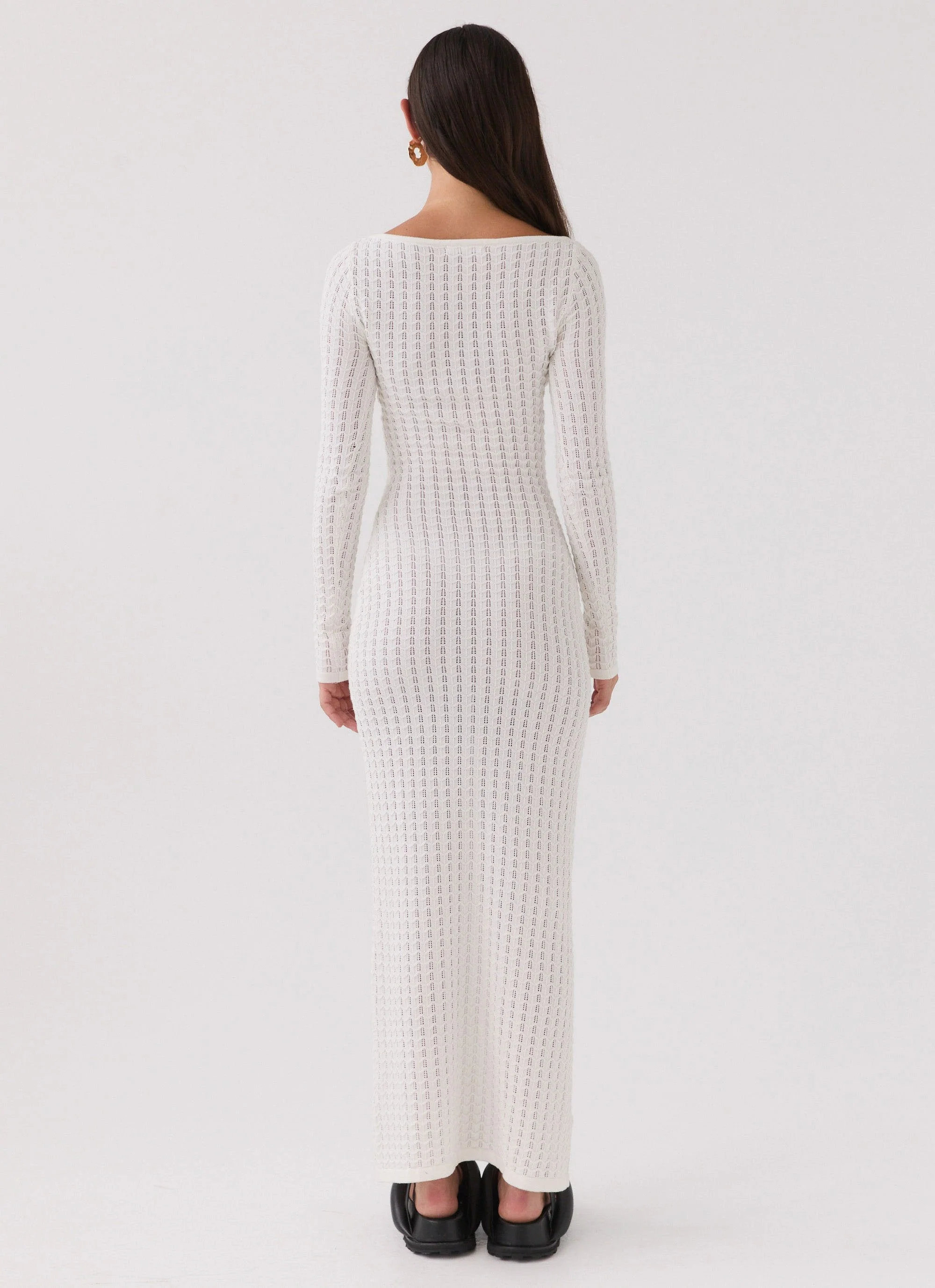 Crystal Cascade Knit Maxi Dress - White - Image 3
