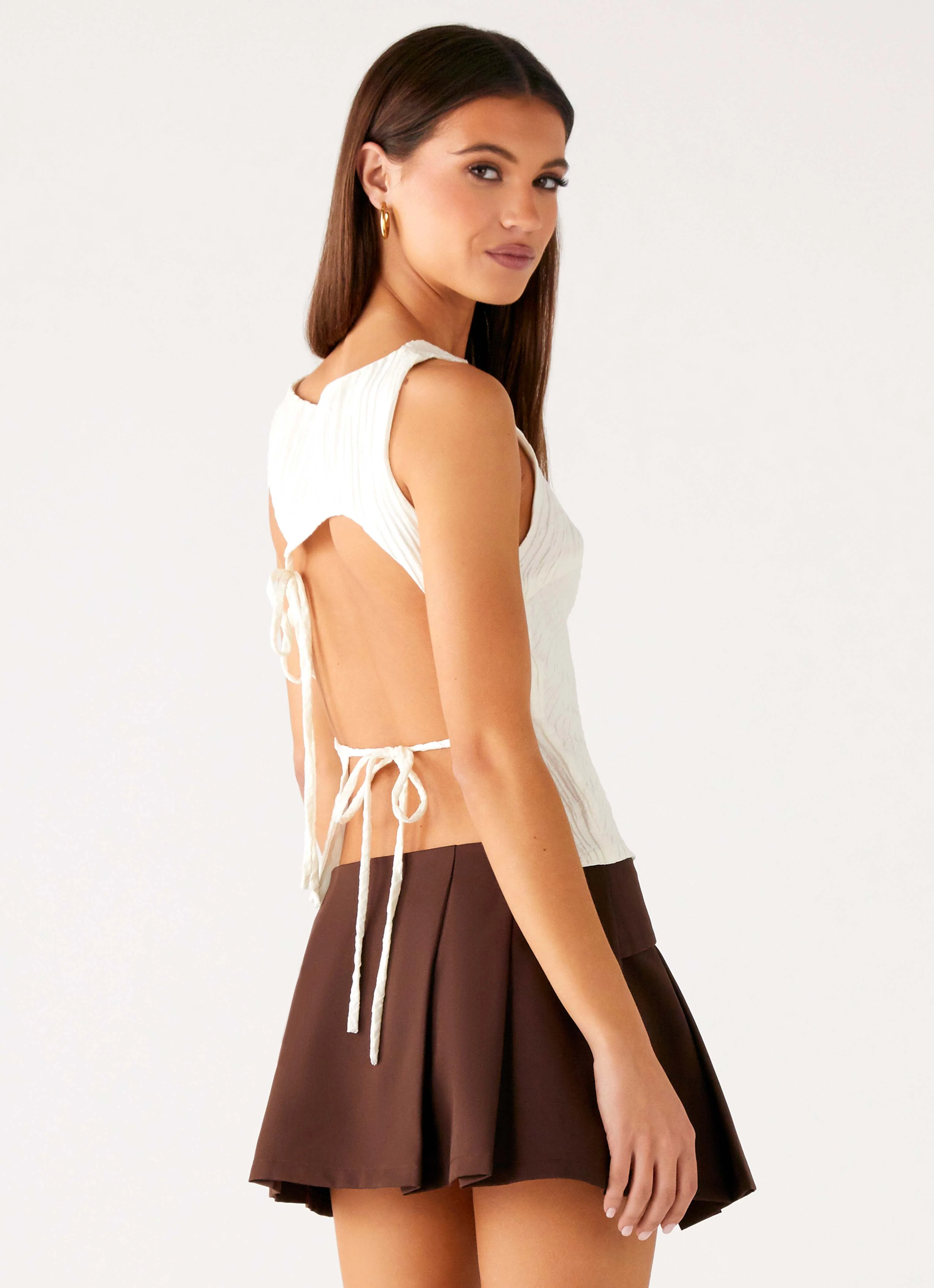 Cypriana Tie Back Top - White - Image 2