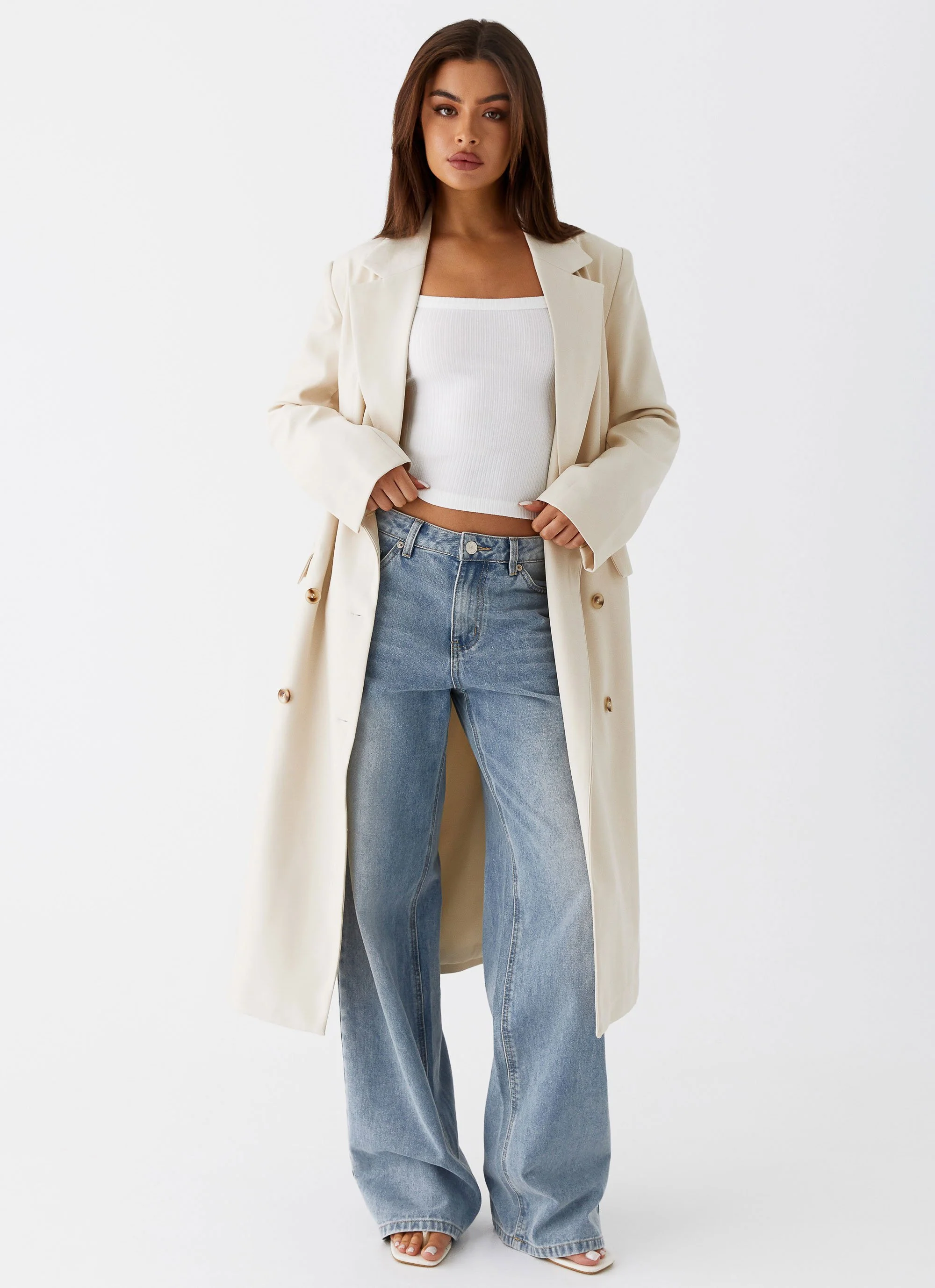 Dalia Double Breasted Blazer Coat - Beige - Image 5