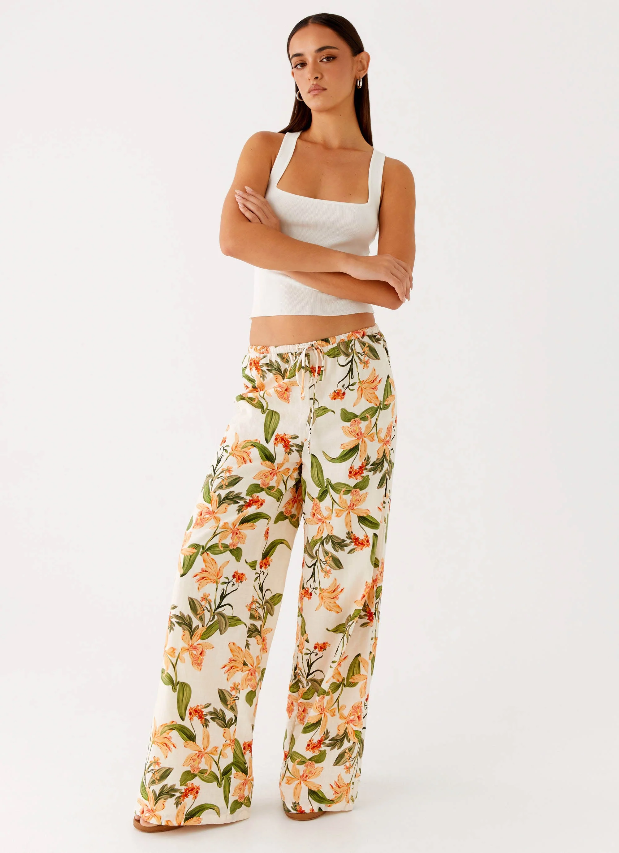 Dalida Linen Pants - Floral Print - Image 3