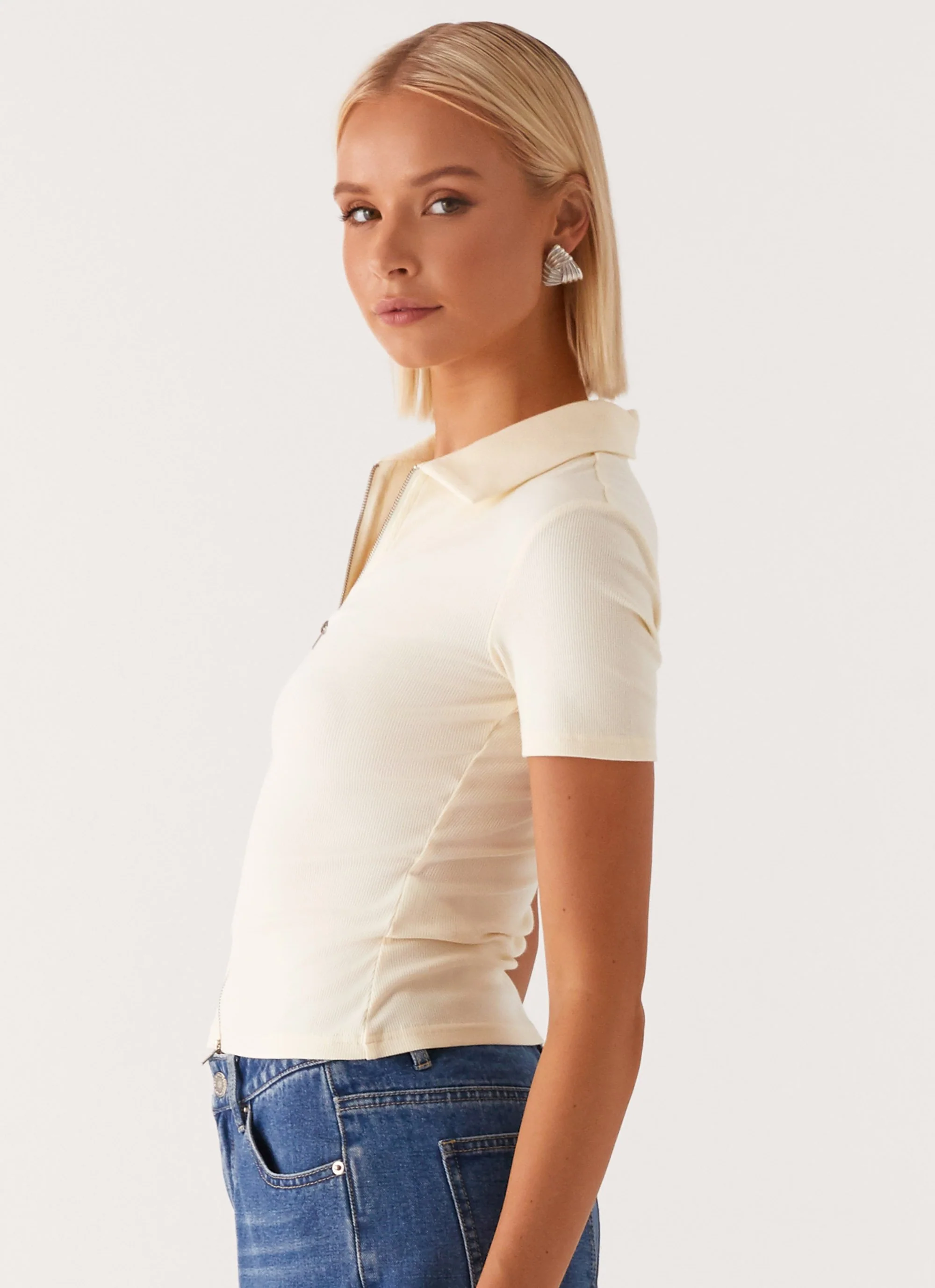 Damita Zip Front Top - Lemon - Image 3