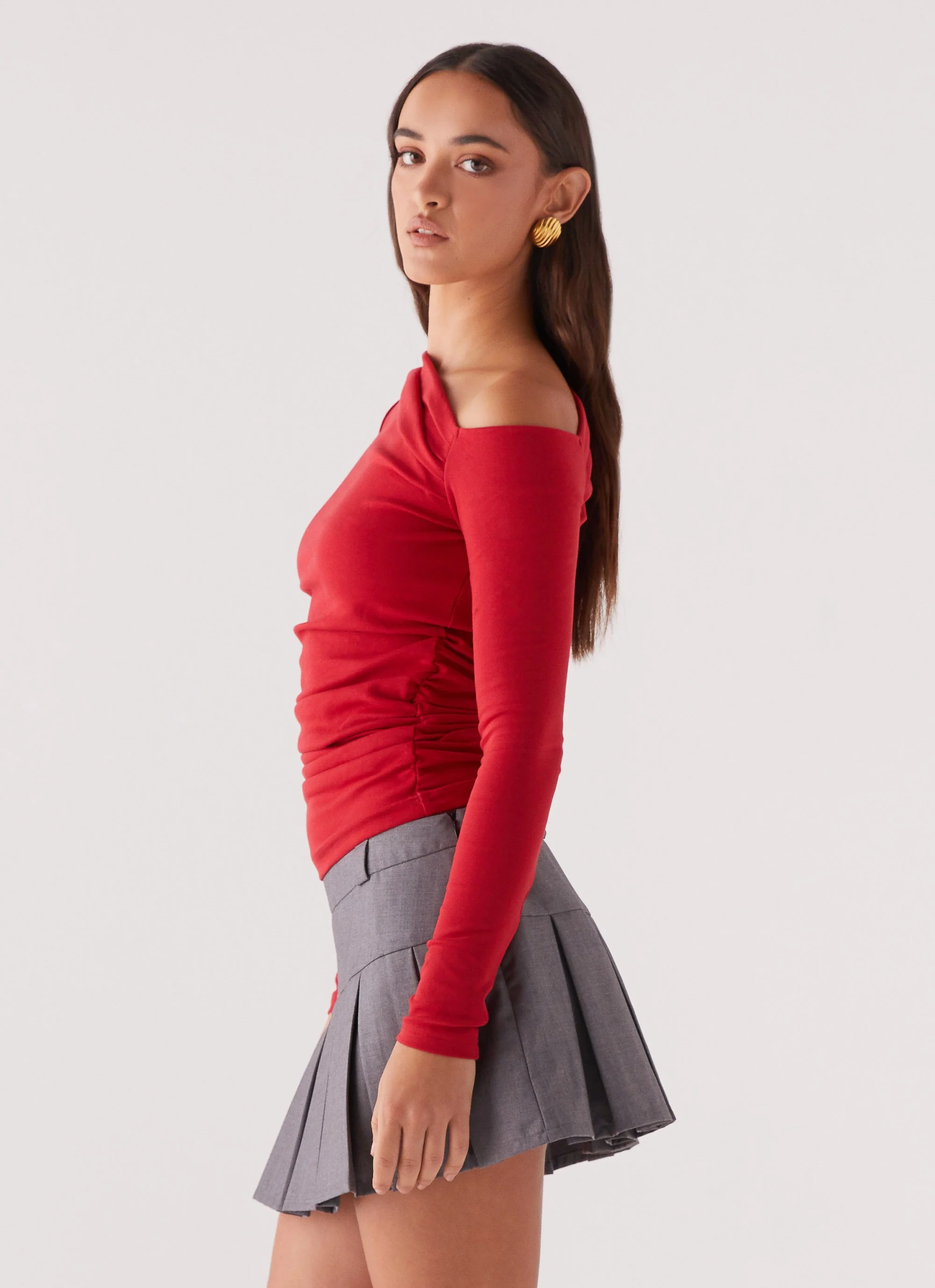 Danica Pleated Mini Skirt - Charcoal - Image 4