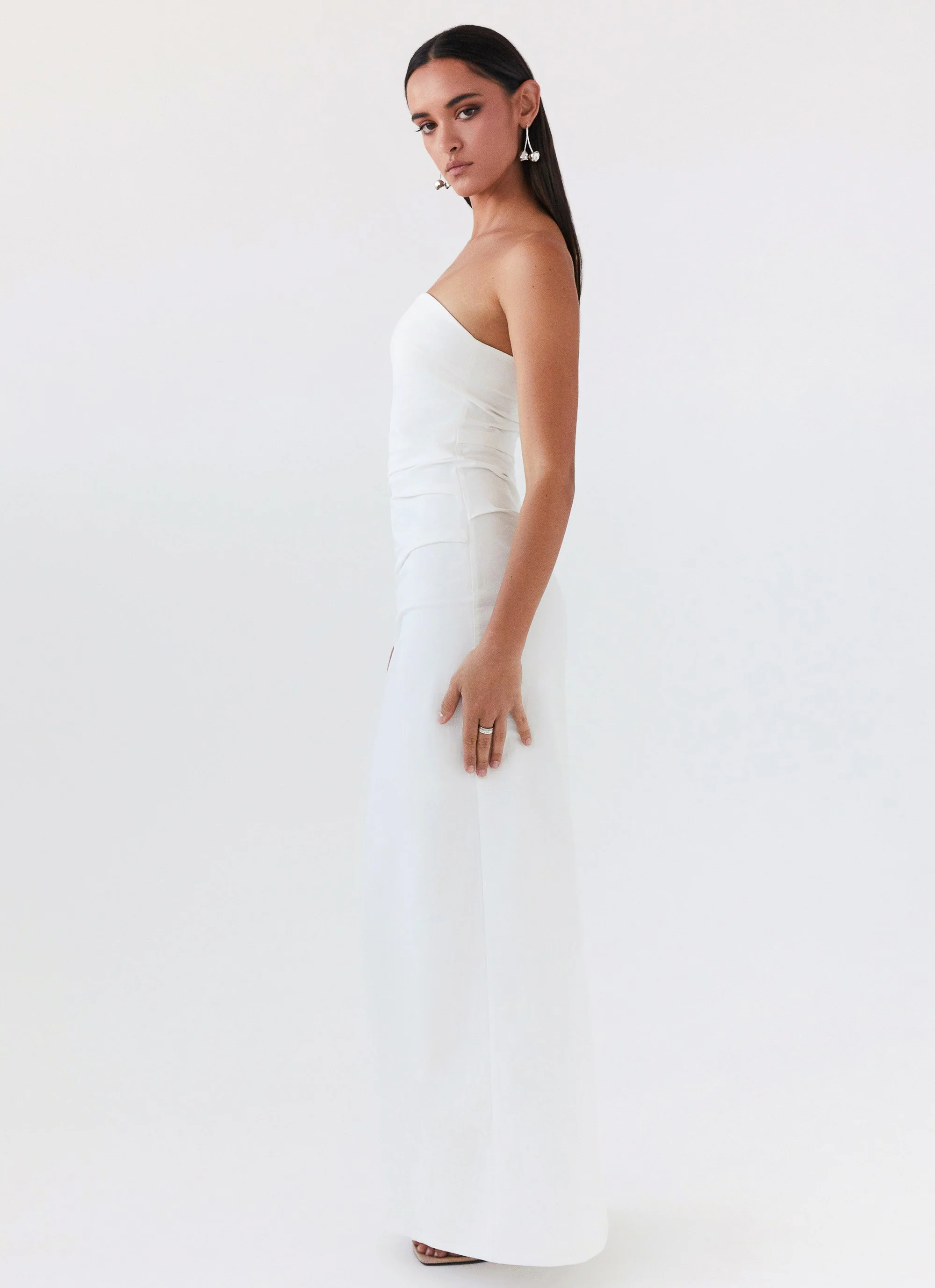 Danielle Strapless Maxi Dress - White - Image 3
