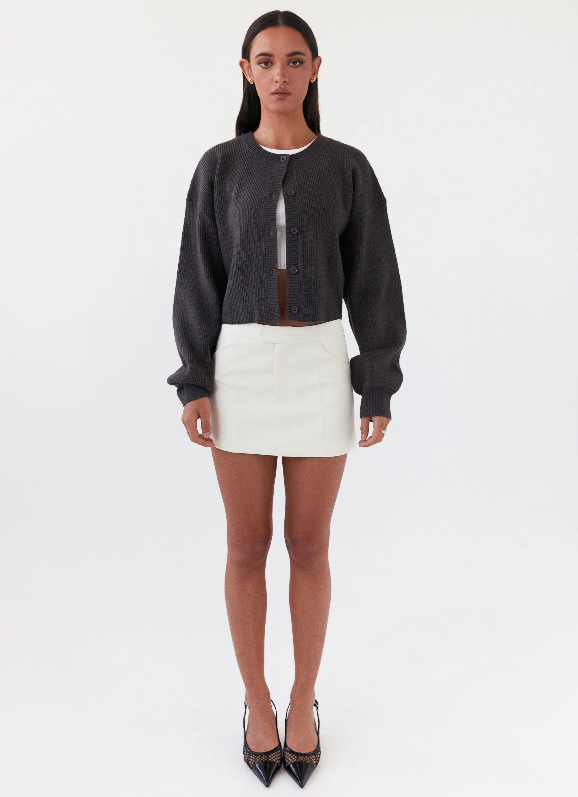 Daphne Knit Cardigan - Charcoal - Image 2