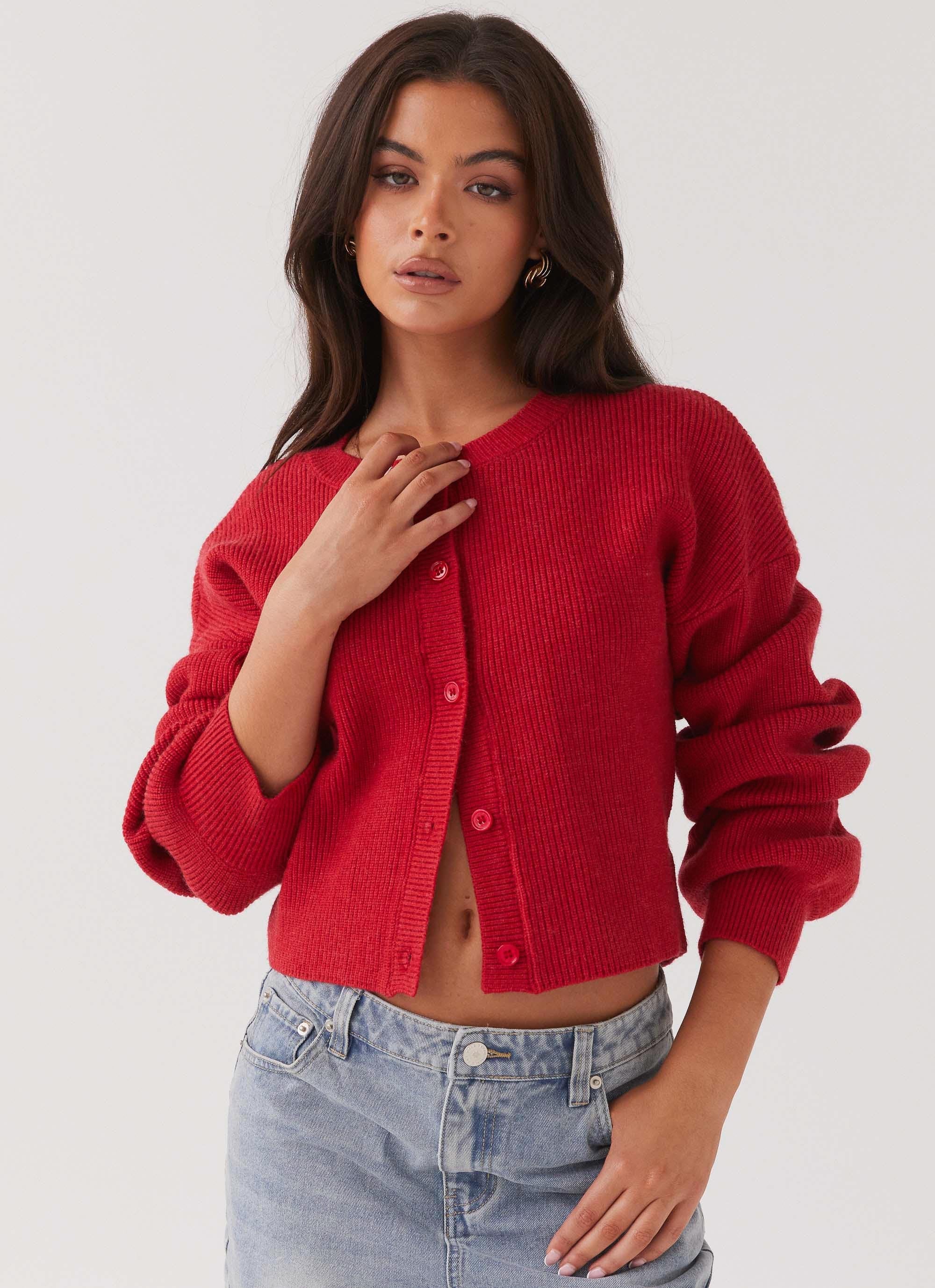 Daphne Knit Cardigan - Cherry - Image 2