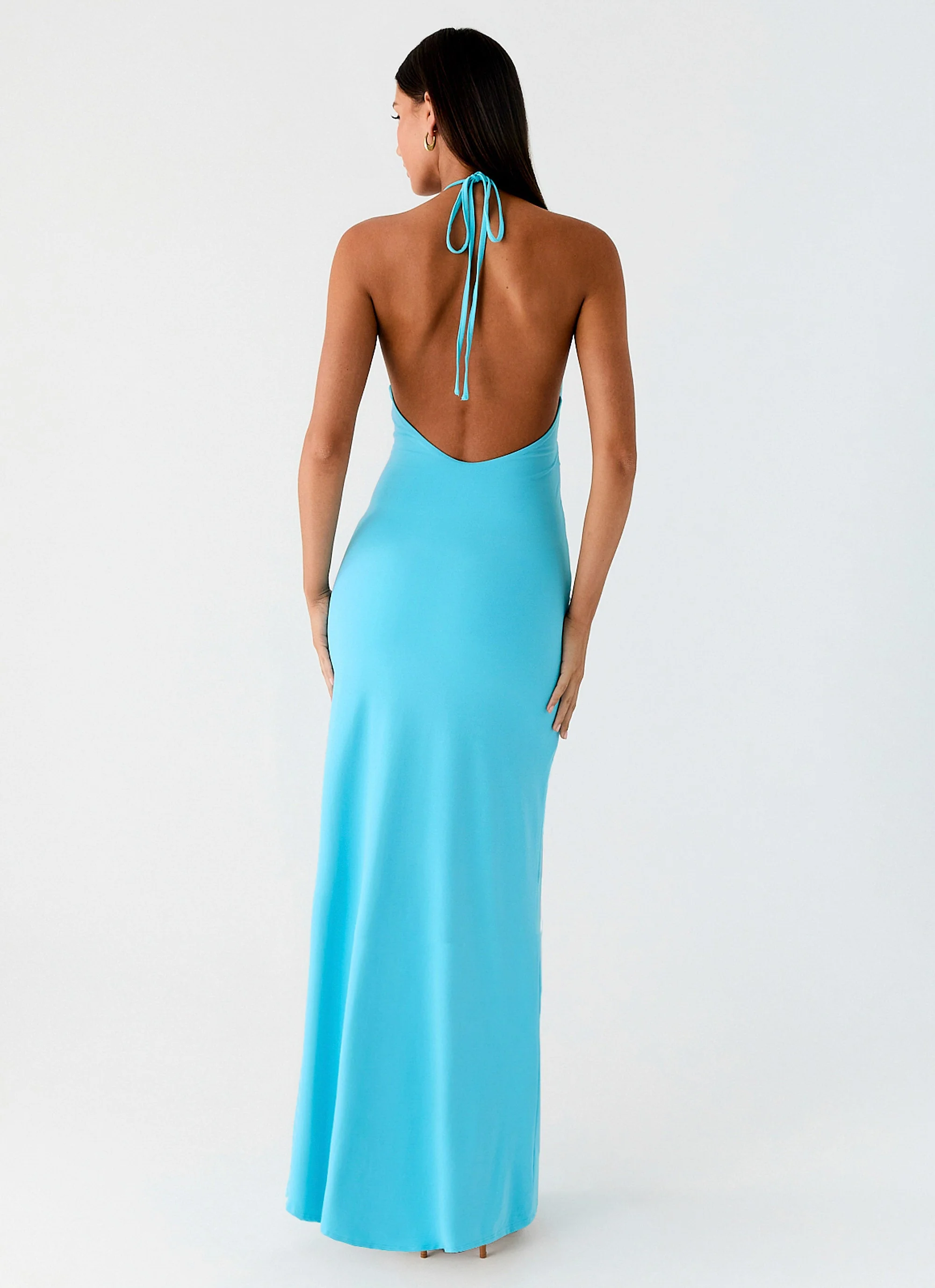 Dare Me Halter Maxi Dress - Aqua Blue - Image 4