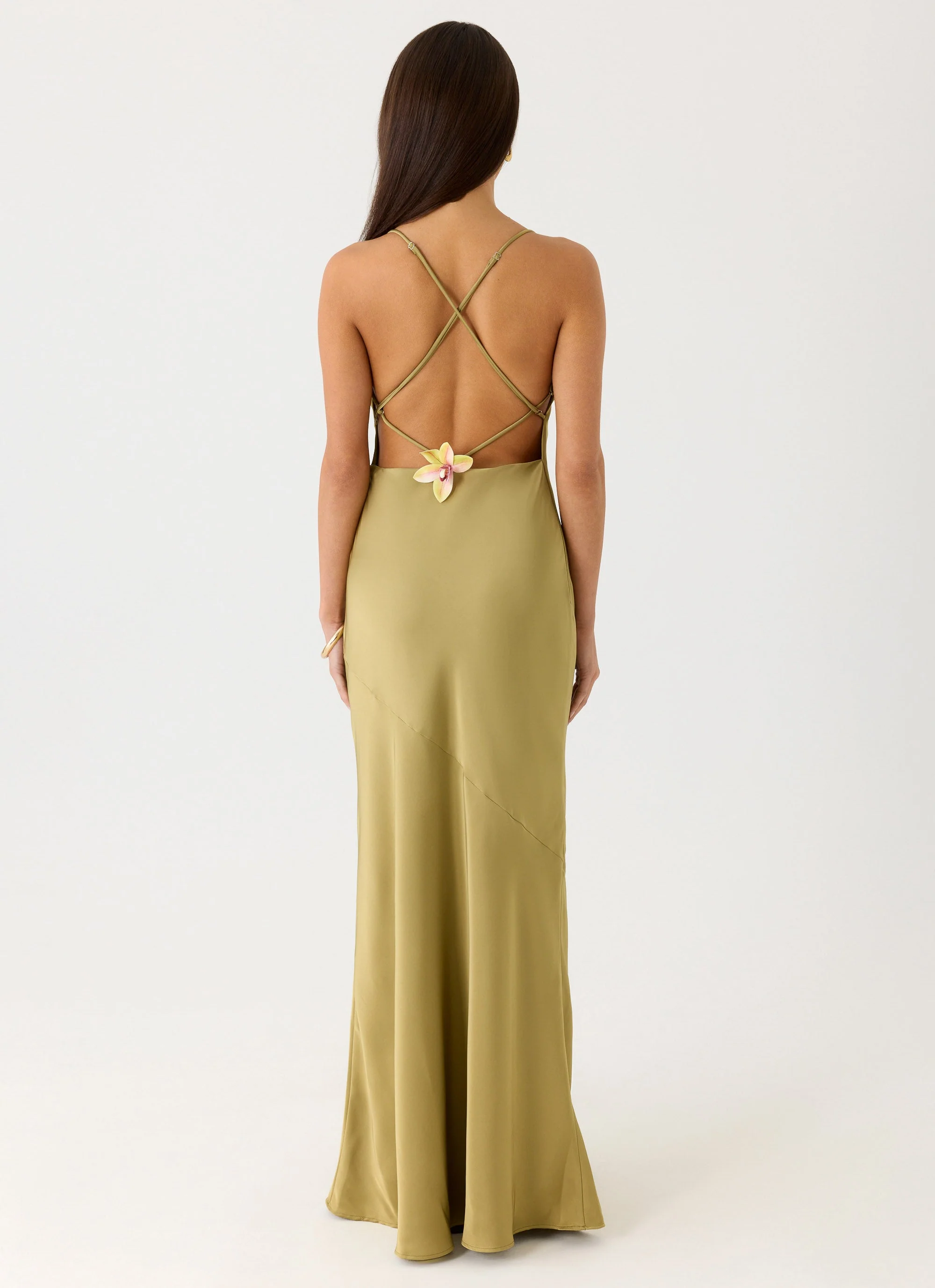 Darius Maxi Dress - Green Olive - Image 2
