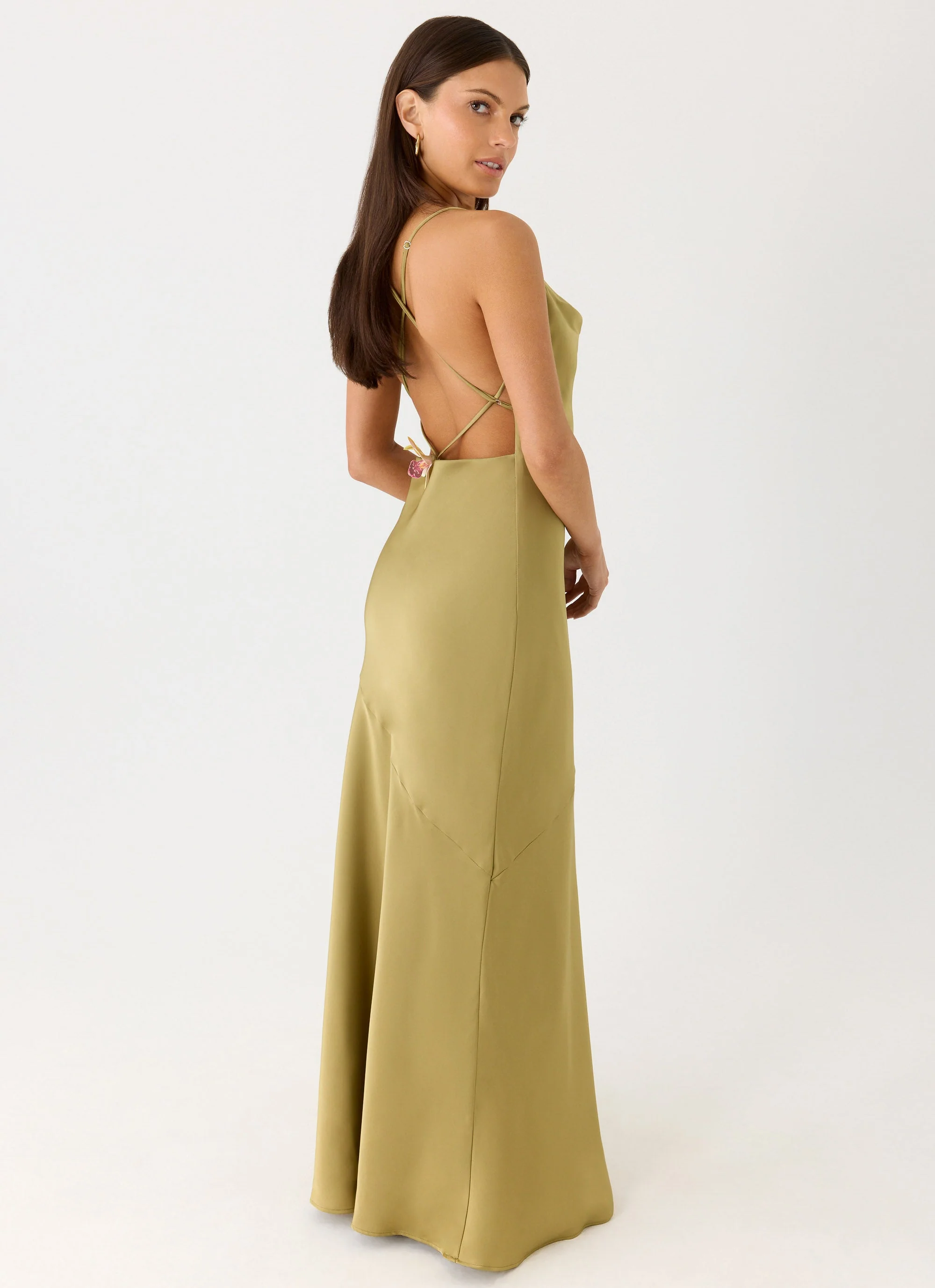 Darius Maxi Dress - Green Olive - Image 5