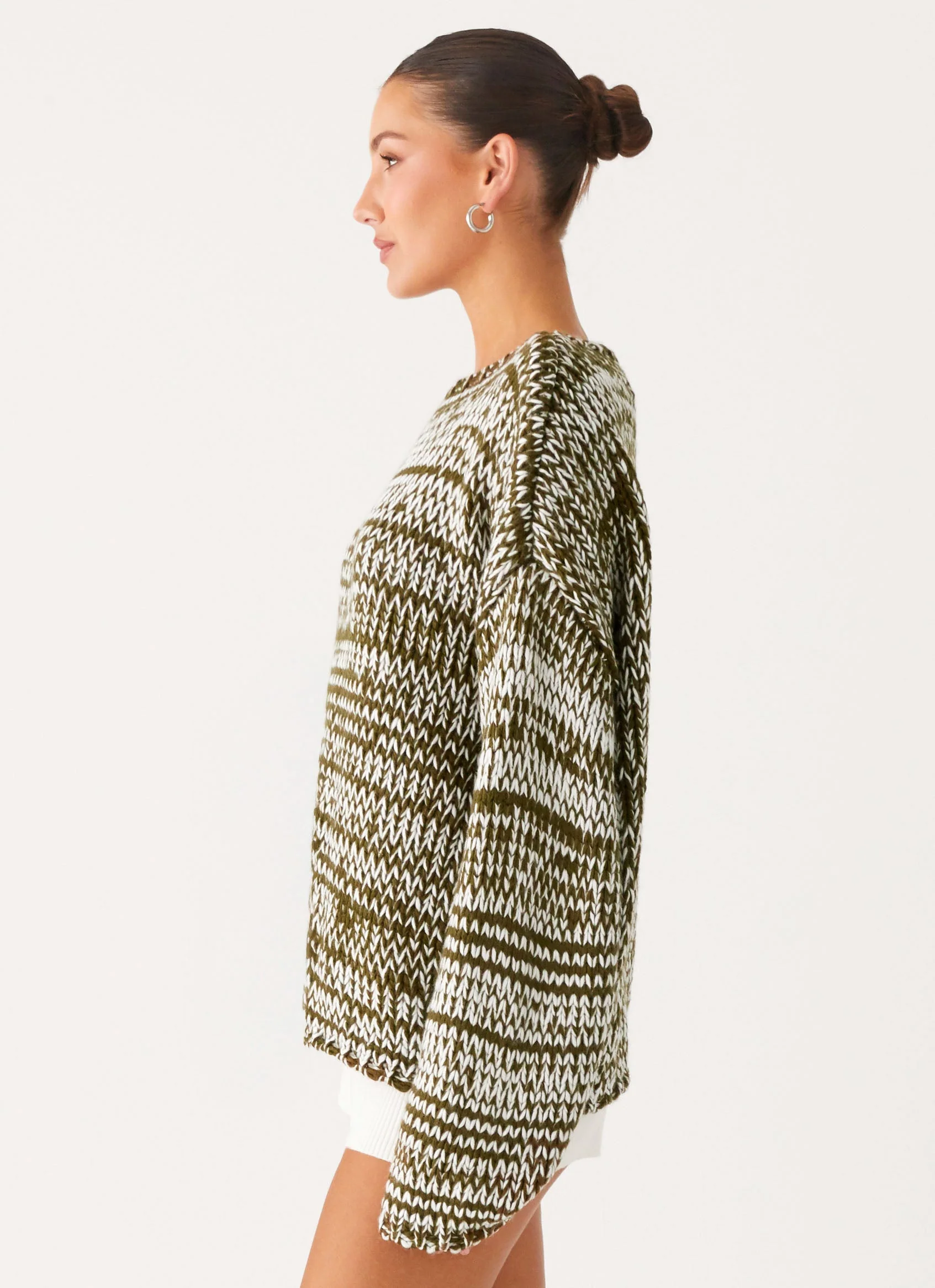 Darla Oversized Knit Jumper - Khaki - Image 3