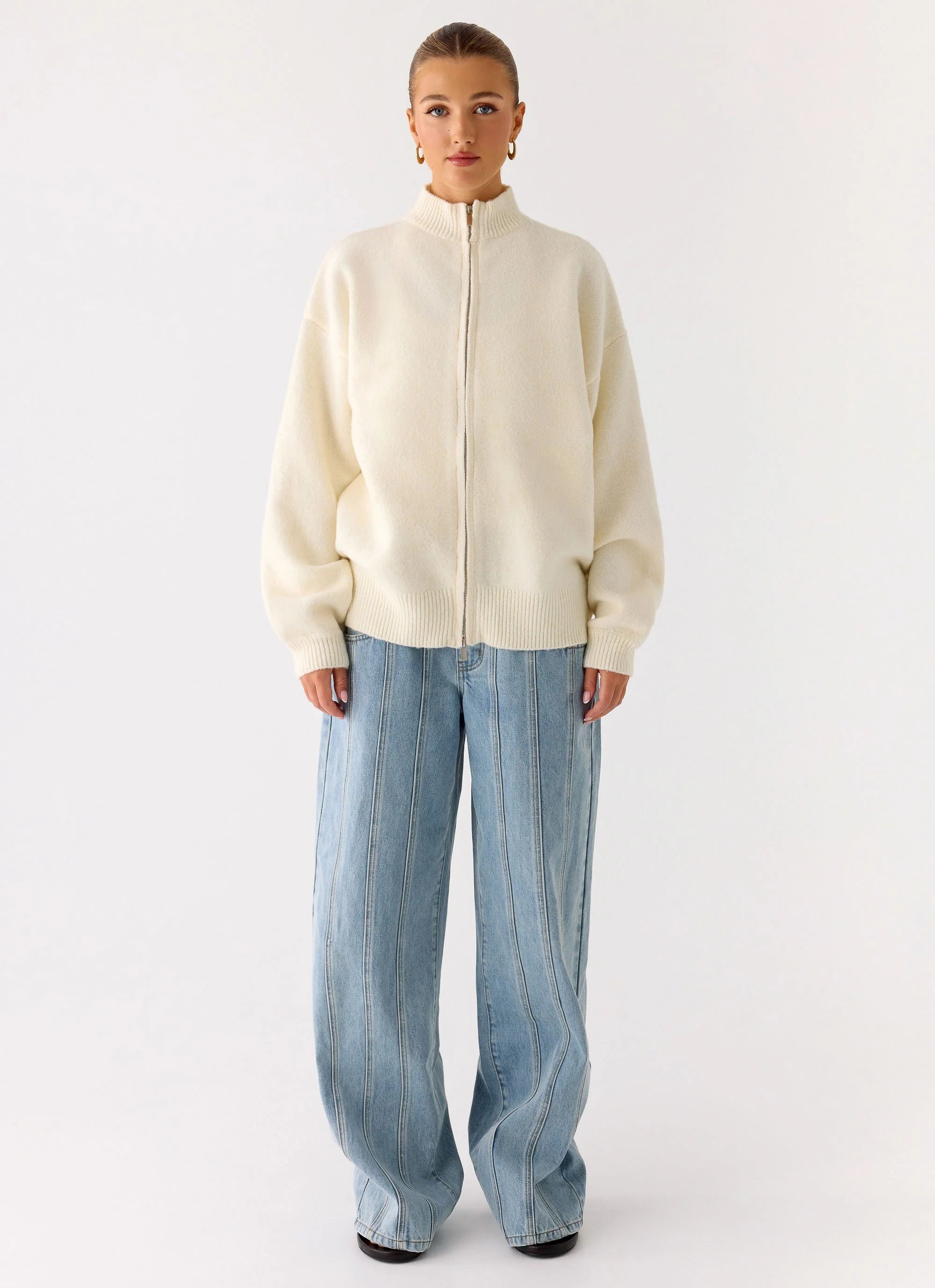 Davy Knit Zip Jacket - Ivory - Image 2