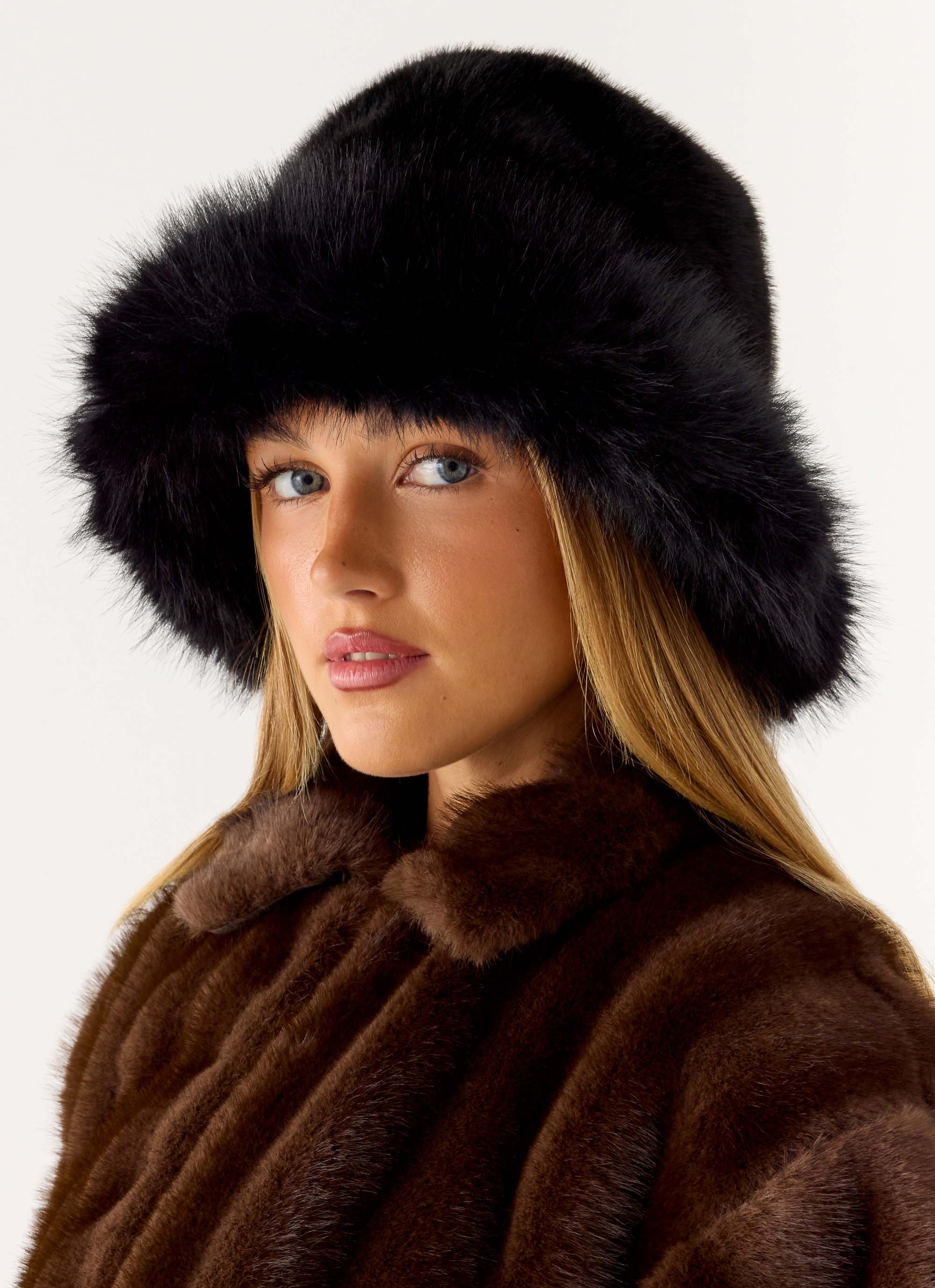 December Bliss Faux Fur Hat - Black - Image 2