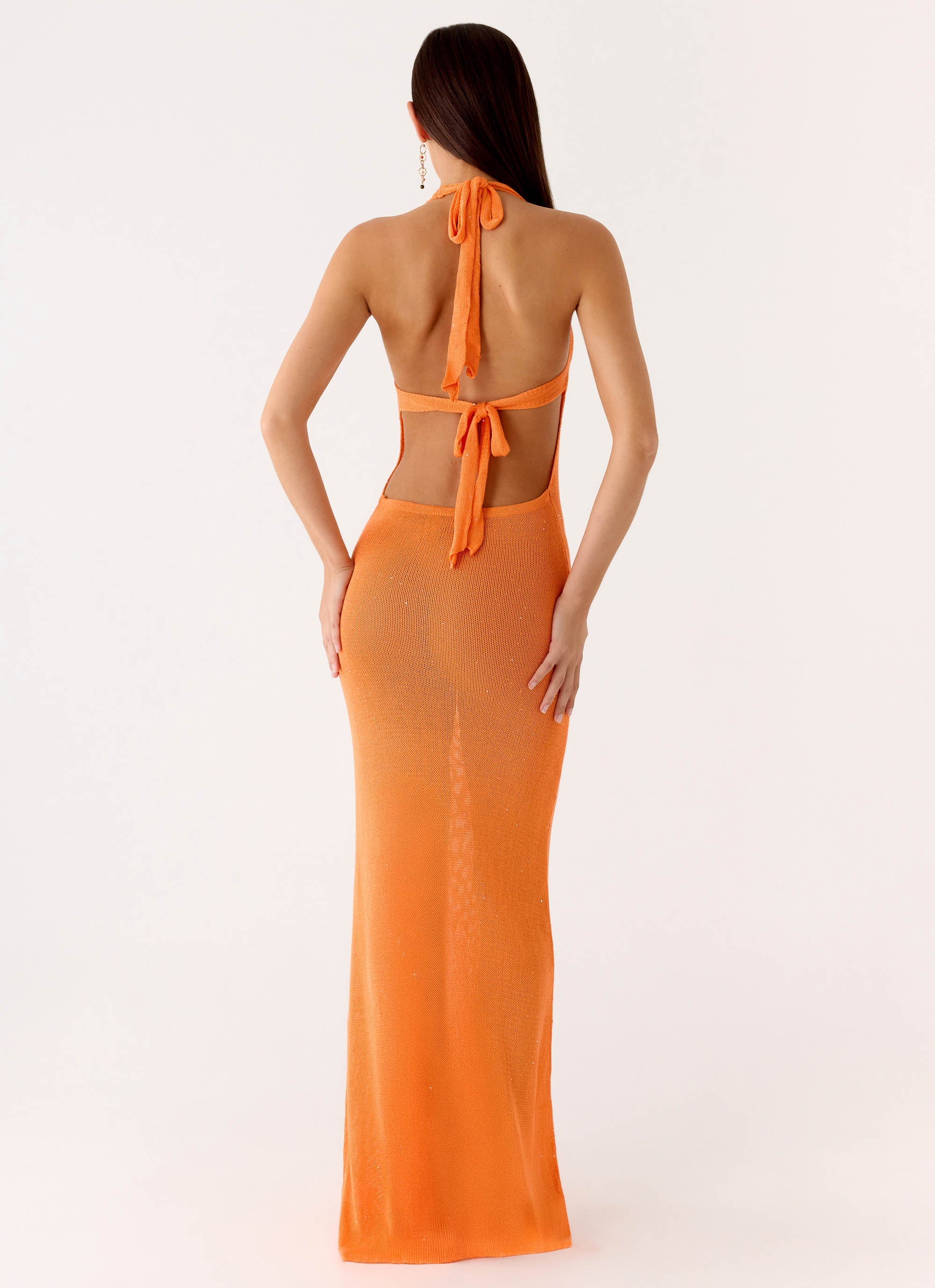 Delfina Cowl Knit Maxi Dress - Orange - Image 3