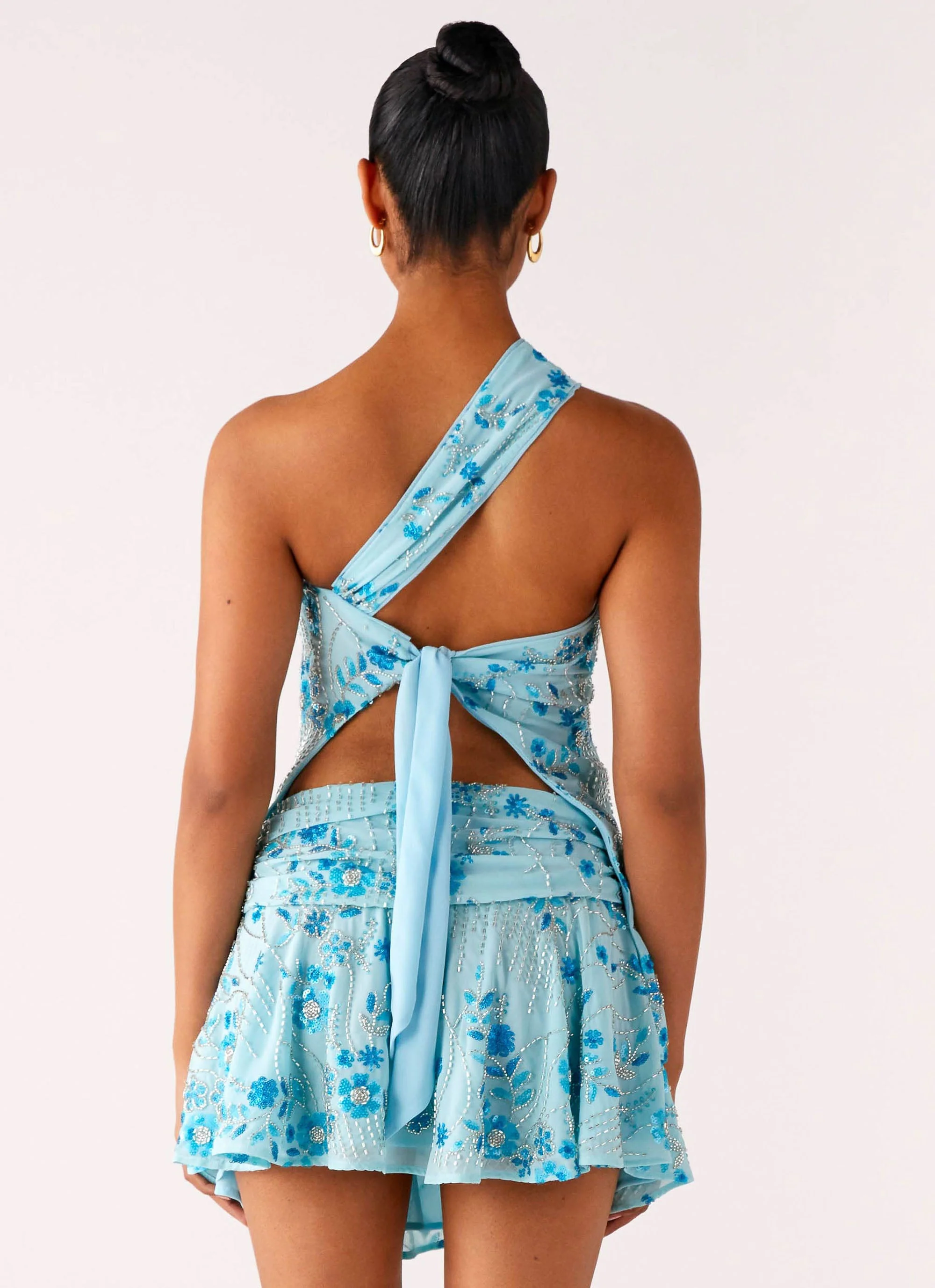 Delight Me Beaded Low Rise Mini Skirt - Blue - Image 5