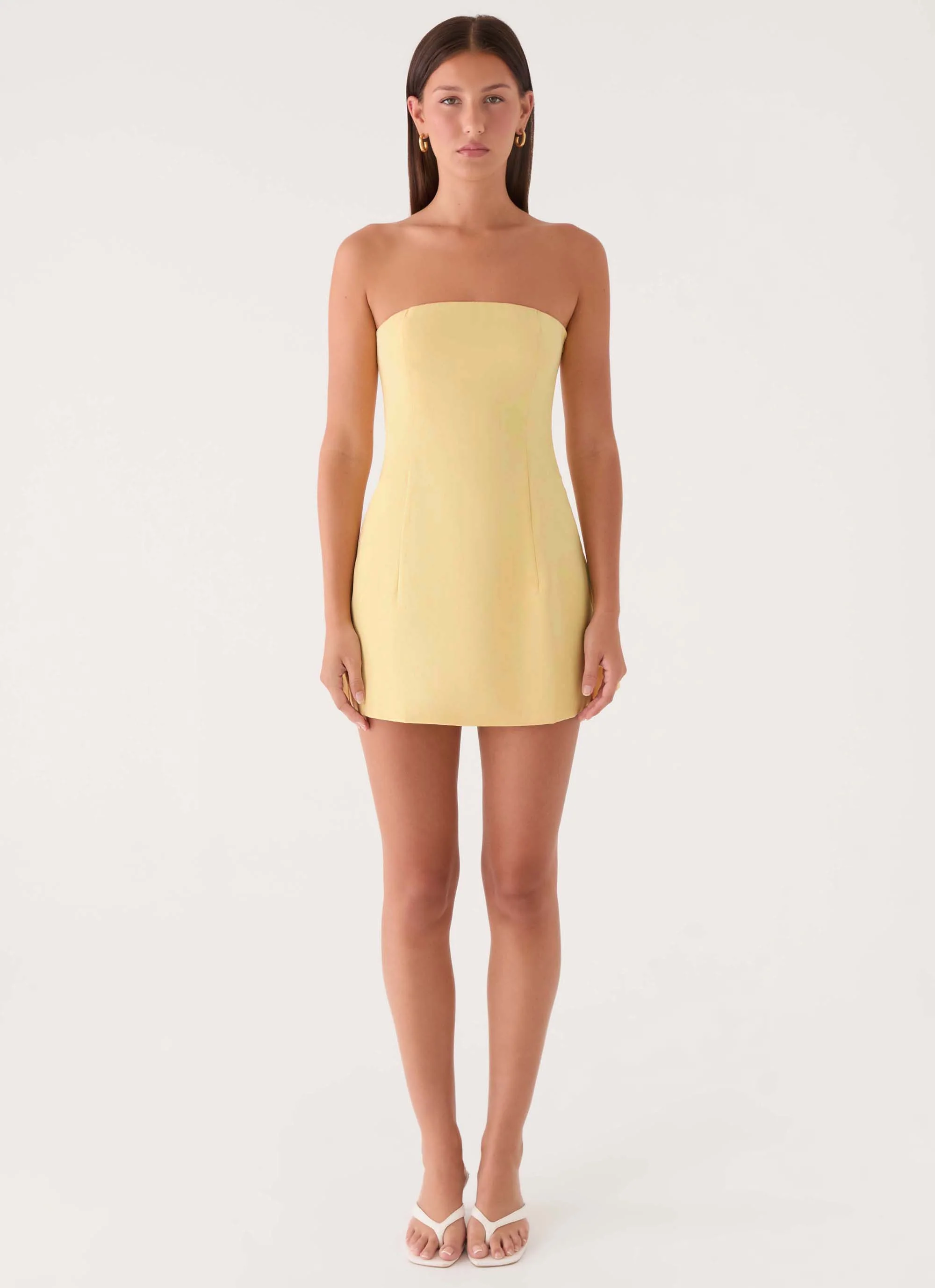 Della Strapless Mini Dress - Yellow - Image 6