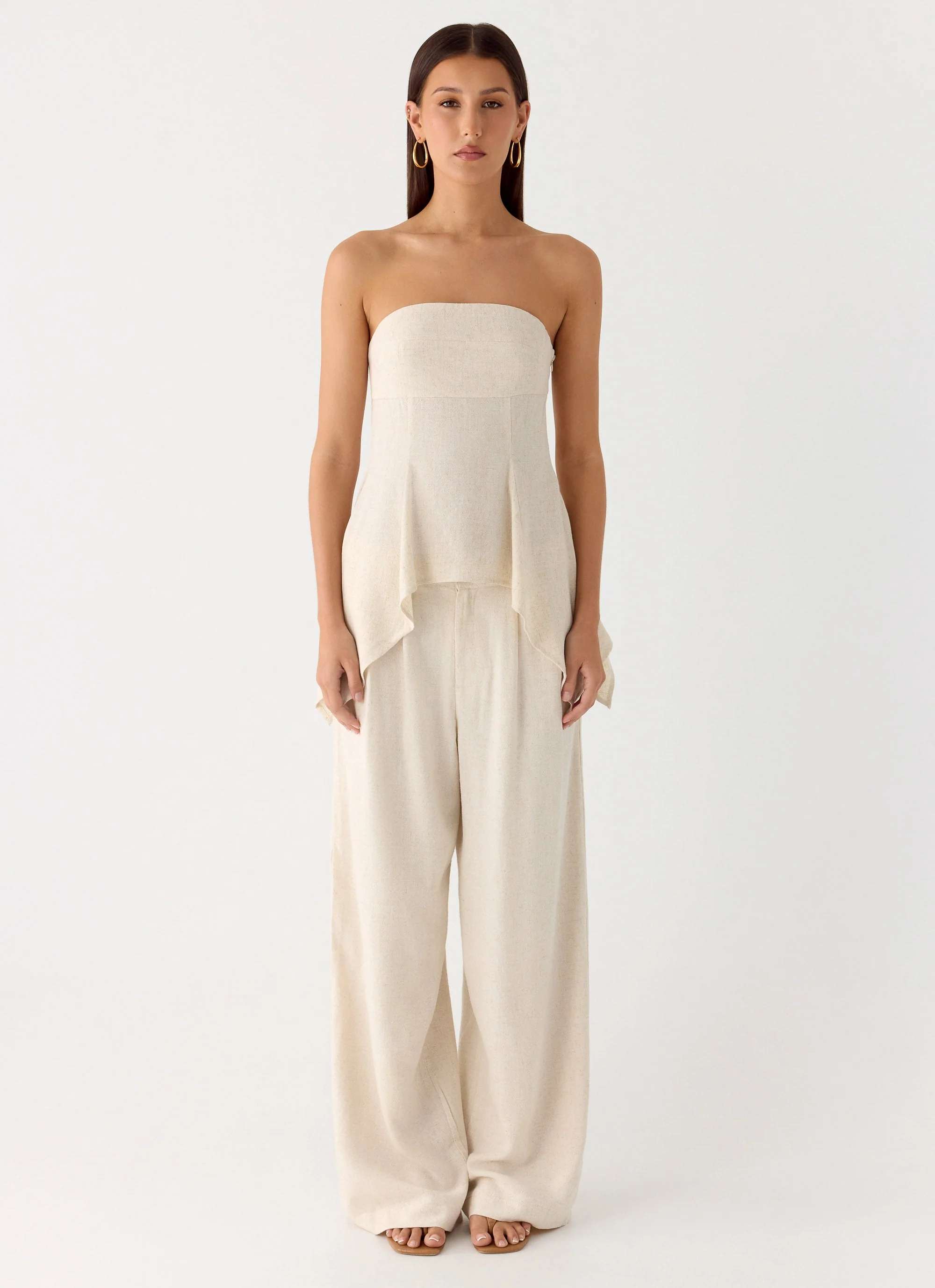 Delong Low Rise Linen Pants - Oatmeal - Image 2