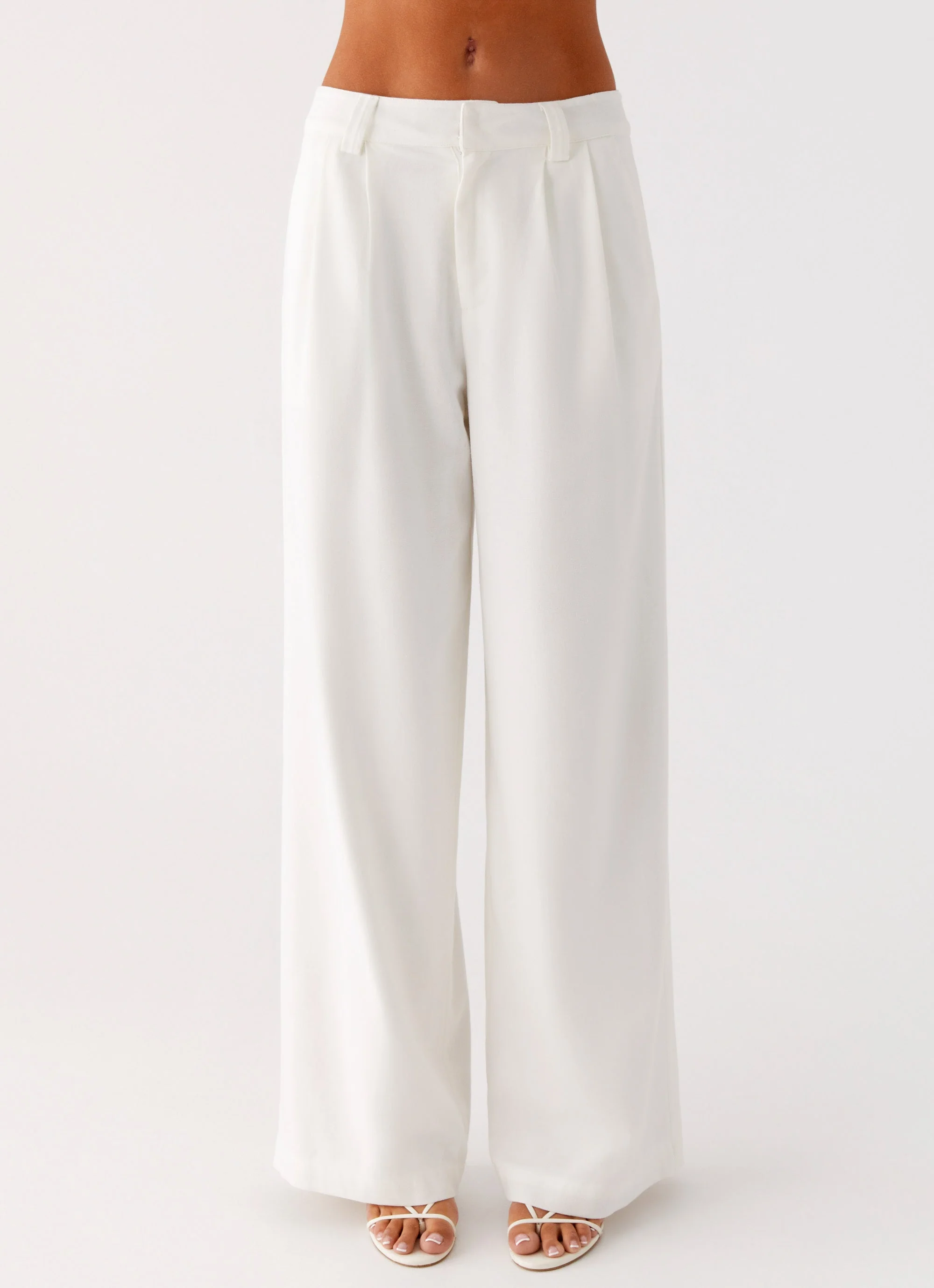 Delong Low Rise Linen Pants - White - Image 2