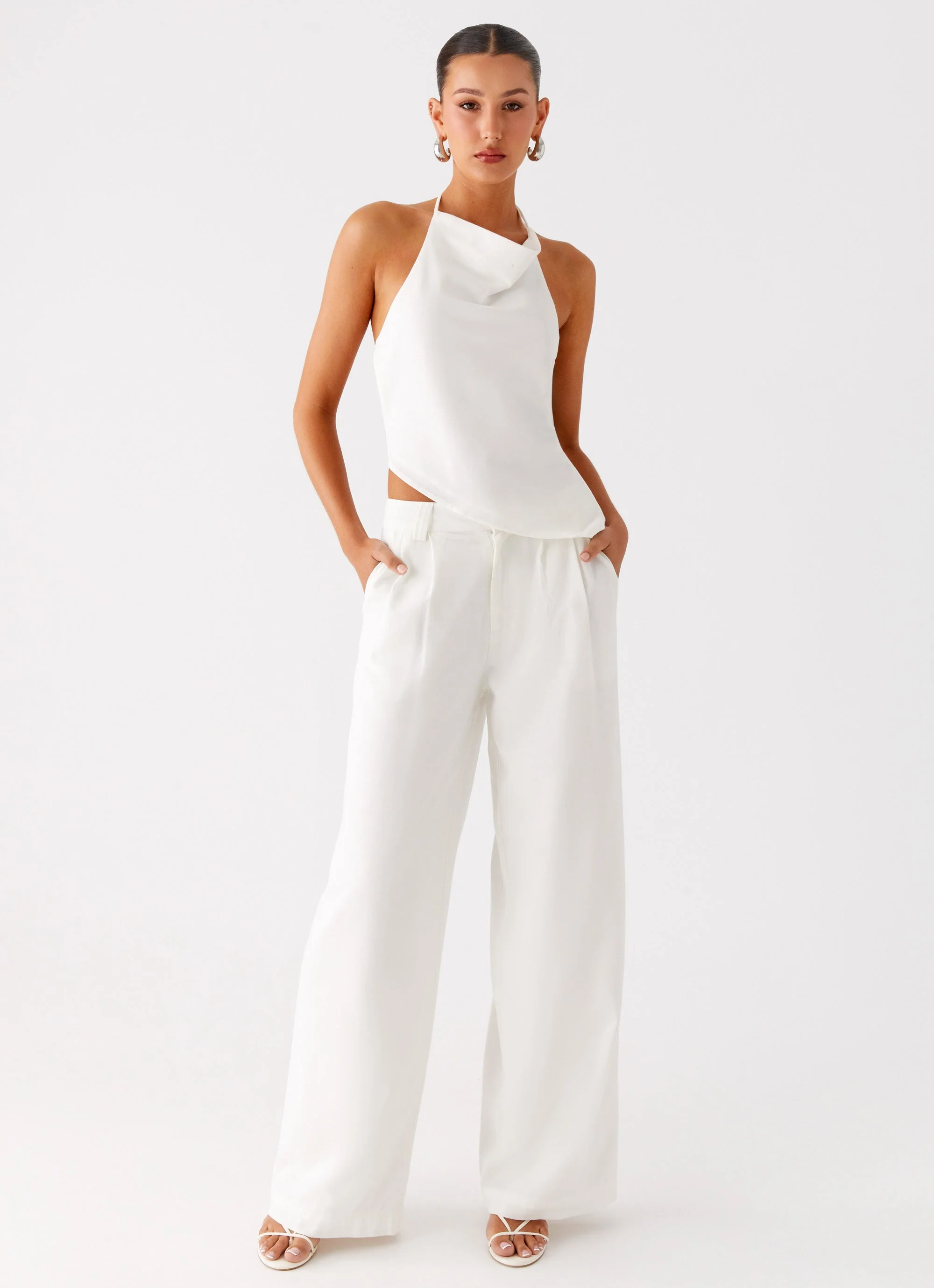 Delong Low Rise Linen Pants - White - Image 6