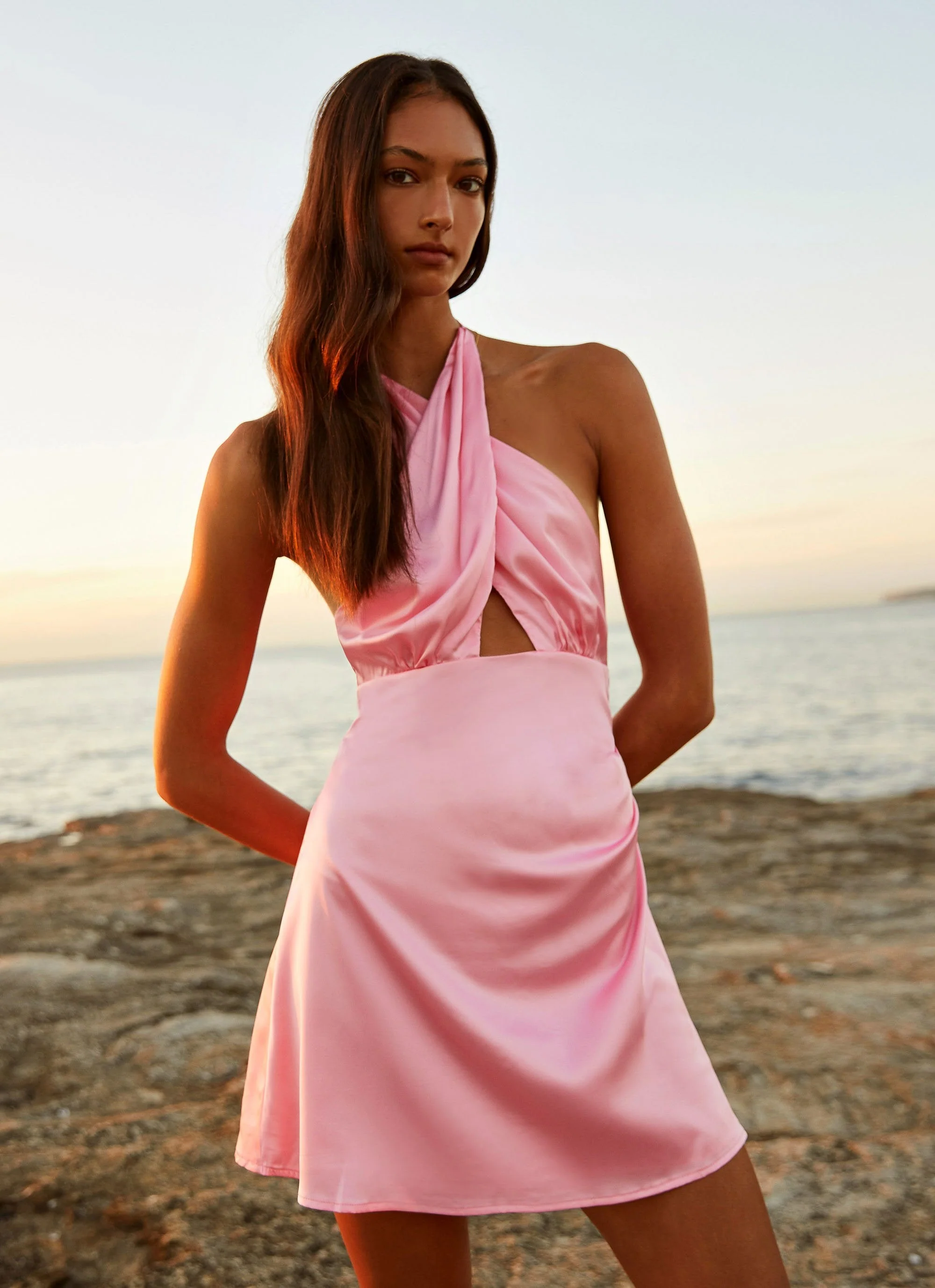 Demi Cross Over Mini Dress - Candy - Image 3