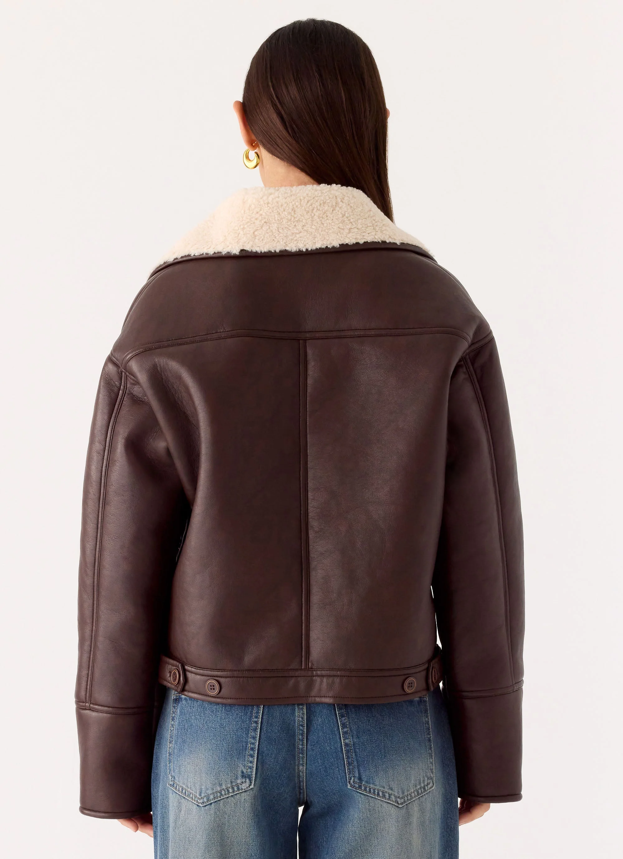 Demine Double Faced Short Coat - Chocolate - Image 4