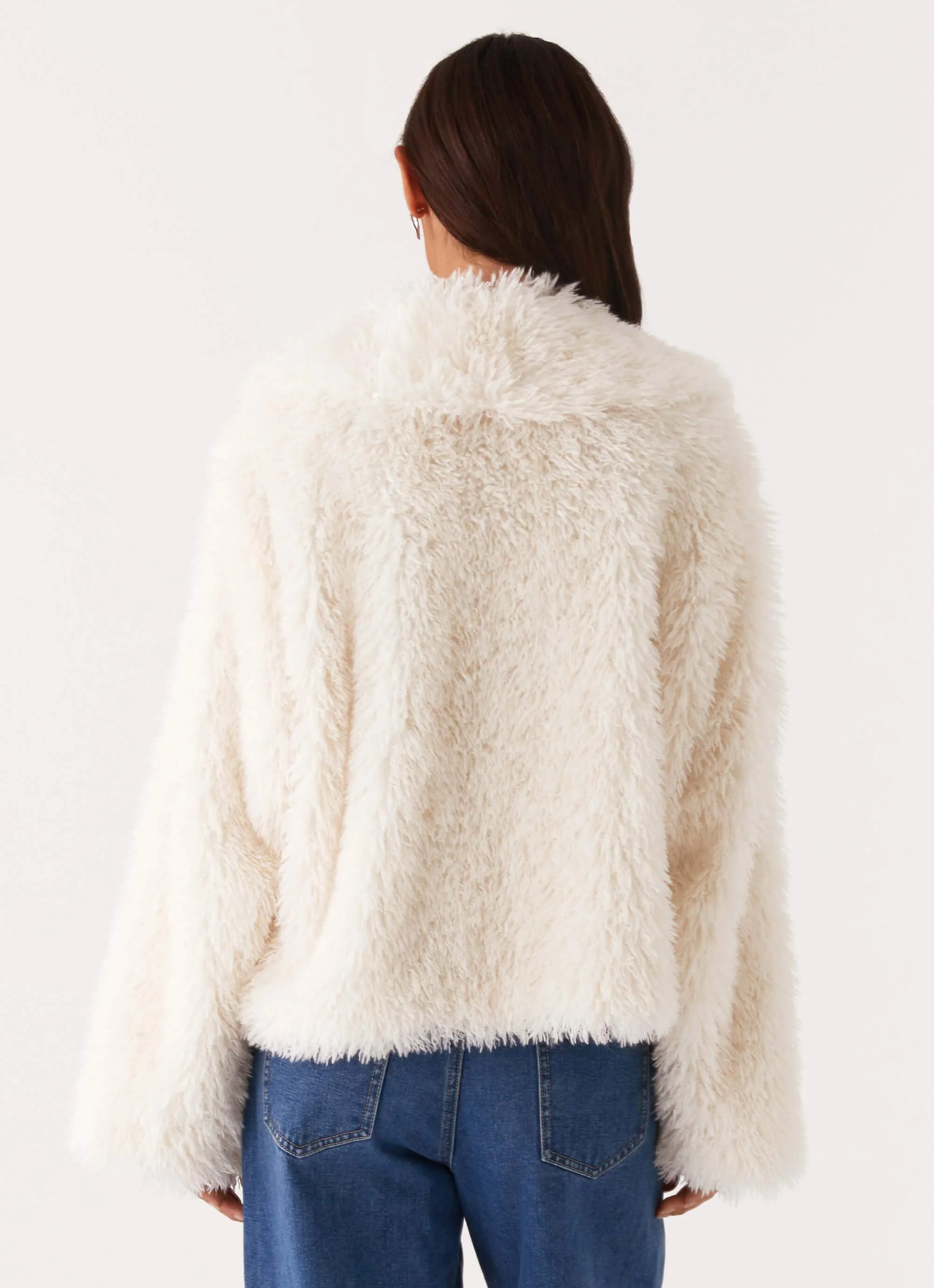 Denver Oversized Fur Jacket - Ivory - Image 4