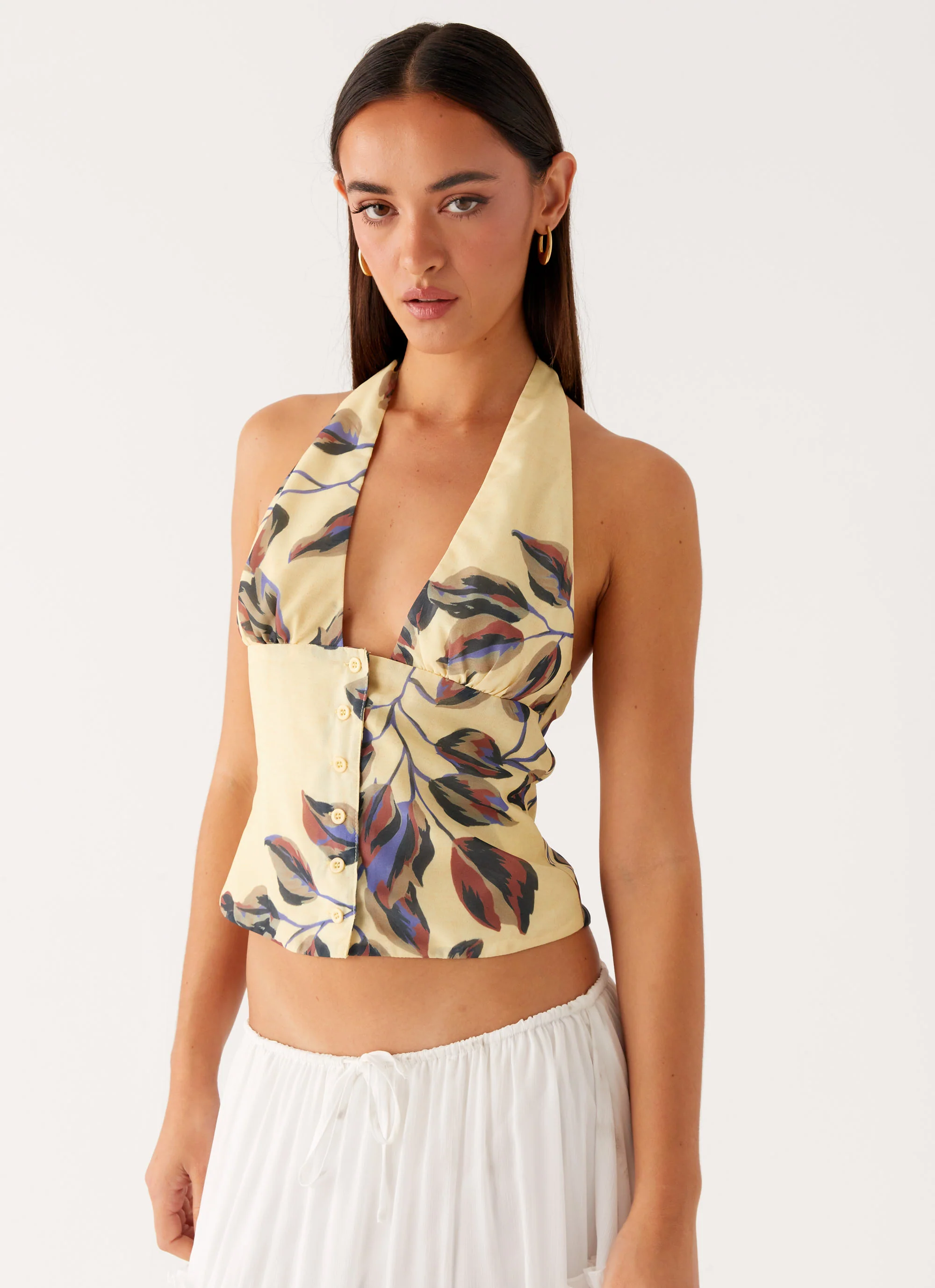 Devoted Halterneck Top - Buttercream Floral - Image 3