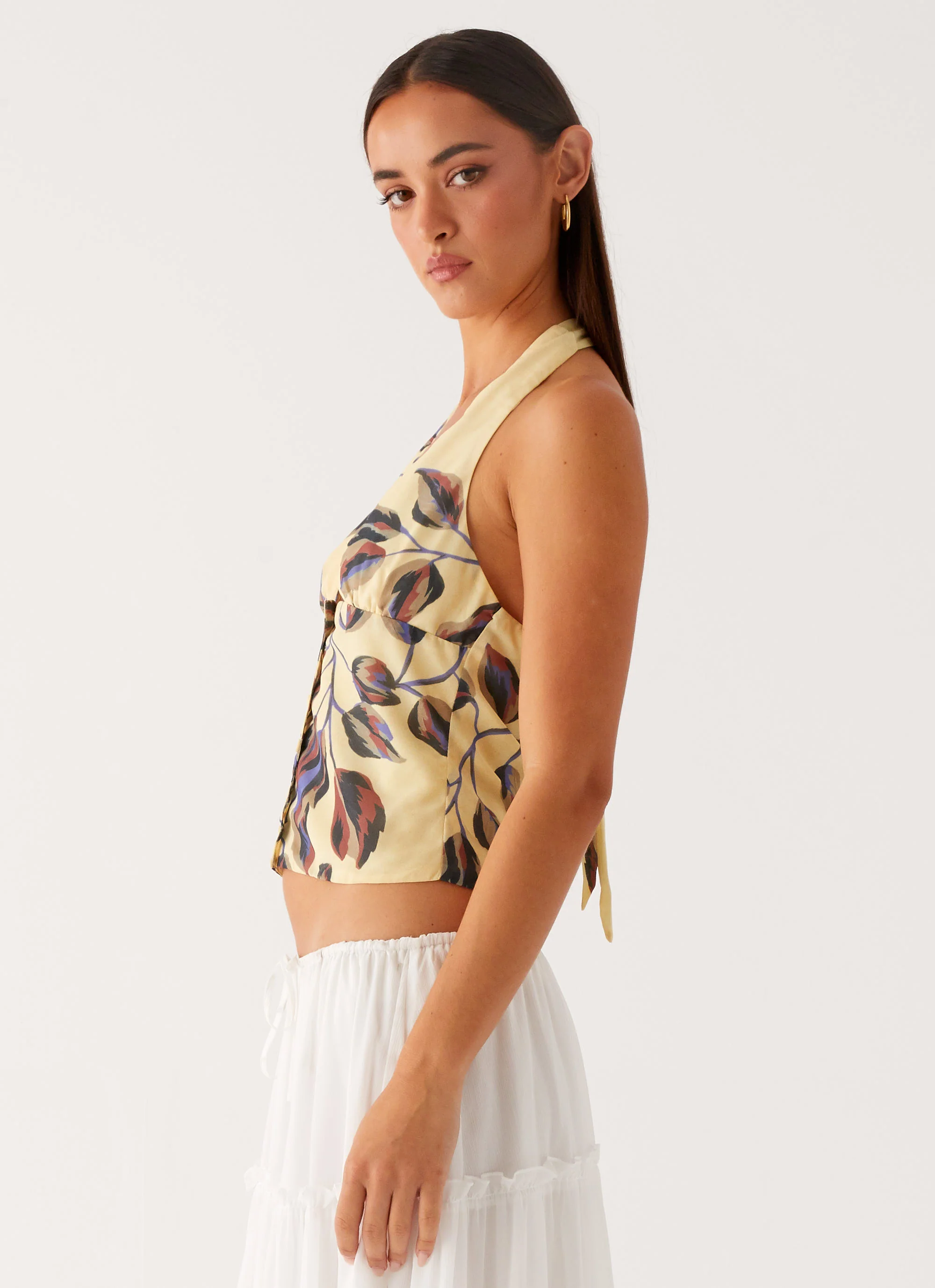 Devoted Halterneck Top - Buttercream Floral - Image 5