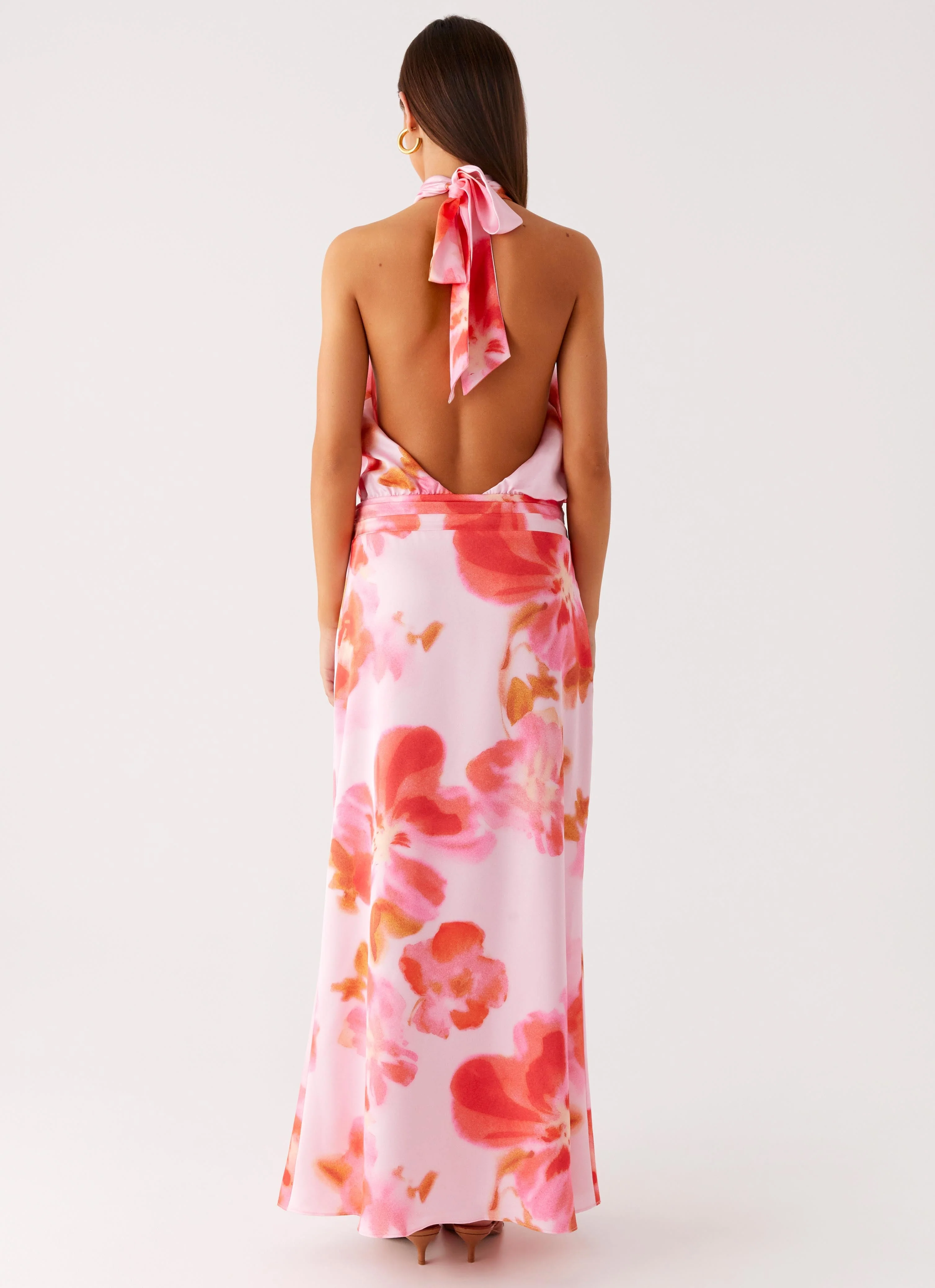 Diablo Backless Maxi Dress - Blushing Blossom - Image 2