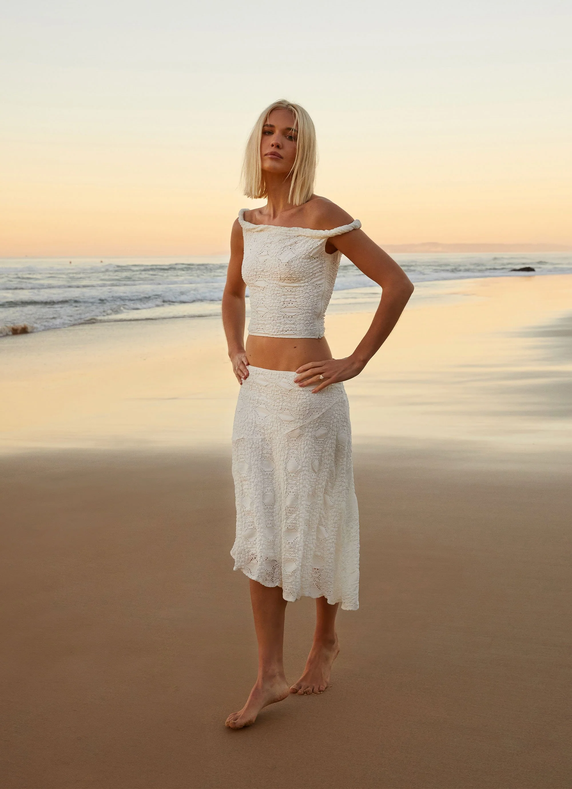 Diamond Sky Midi Skirt - White - Image 3