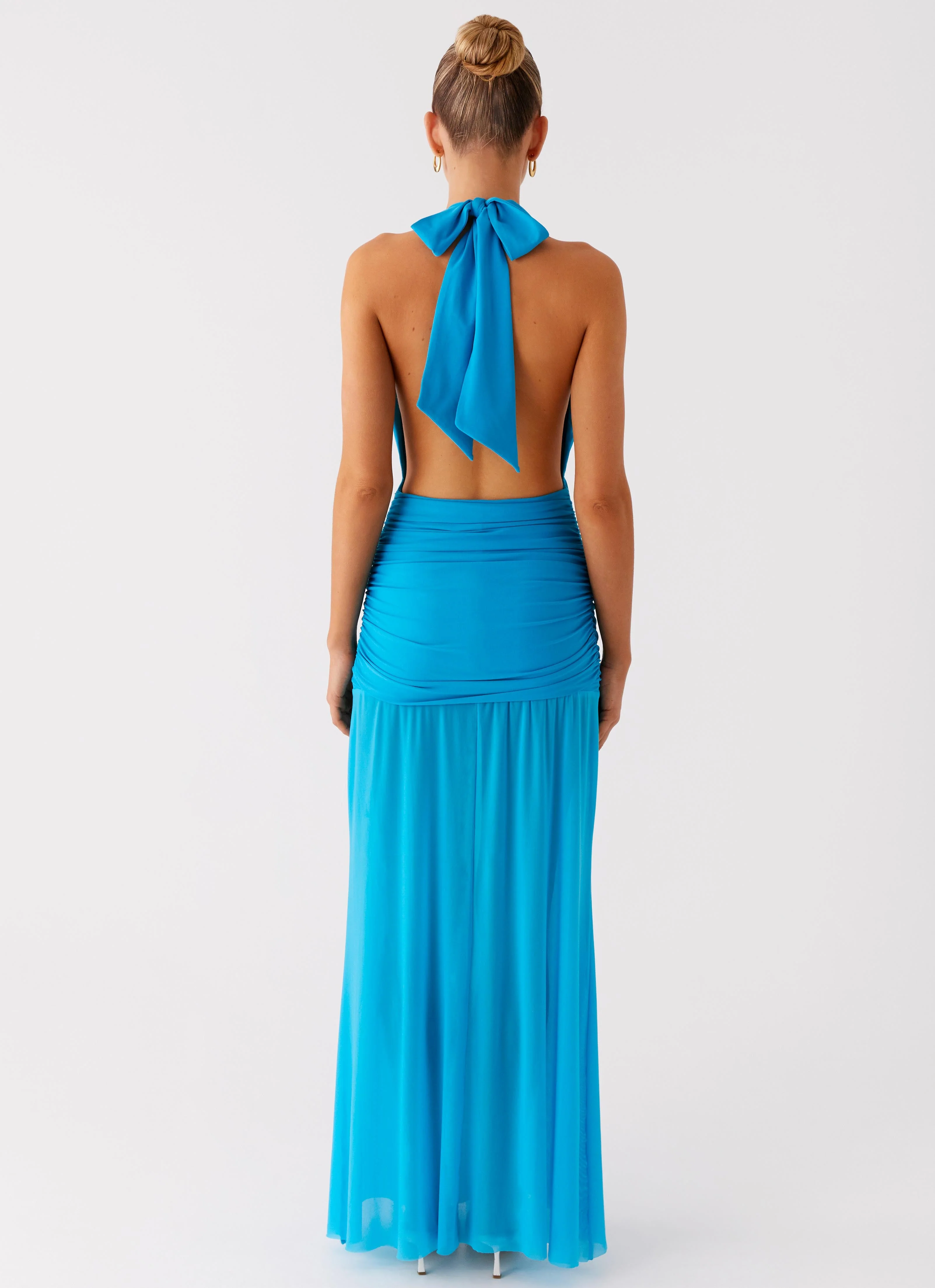 Dilemma Halter Maxi Dress - Turquoise Blue - Image 3