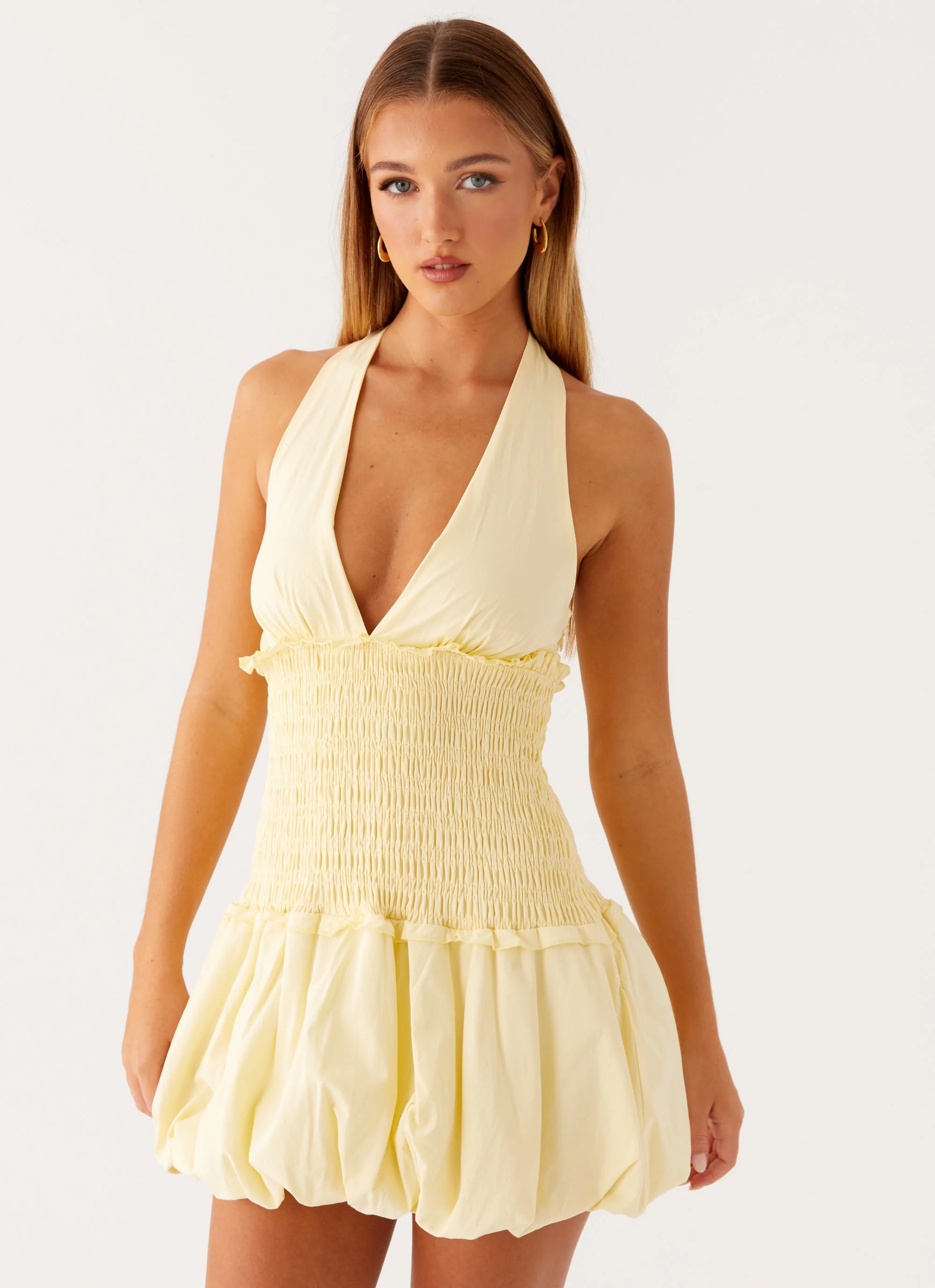 Dimi Bubble Mini Dress - Yellow - Image 3