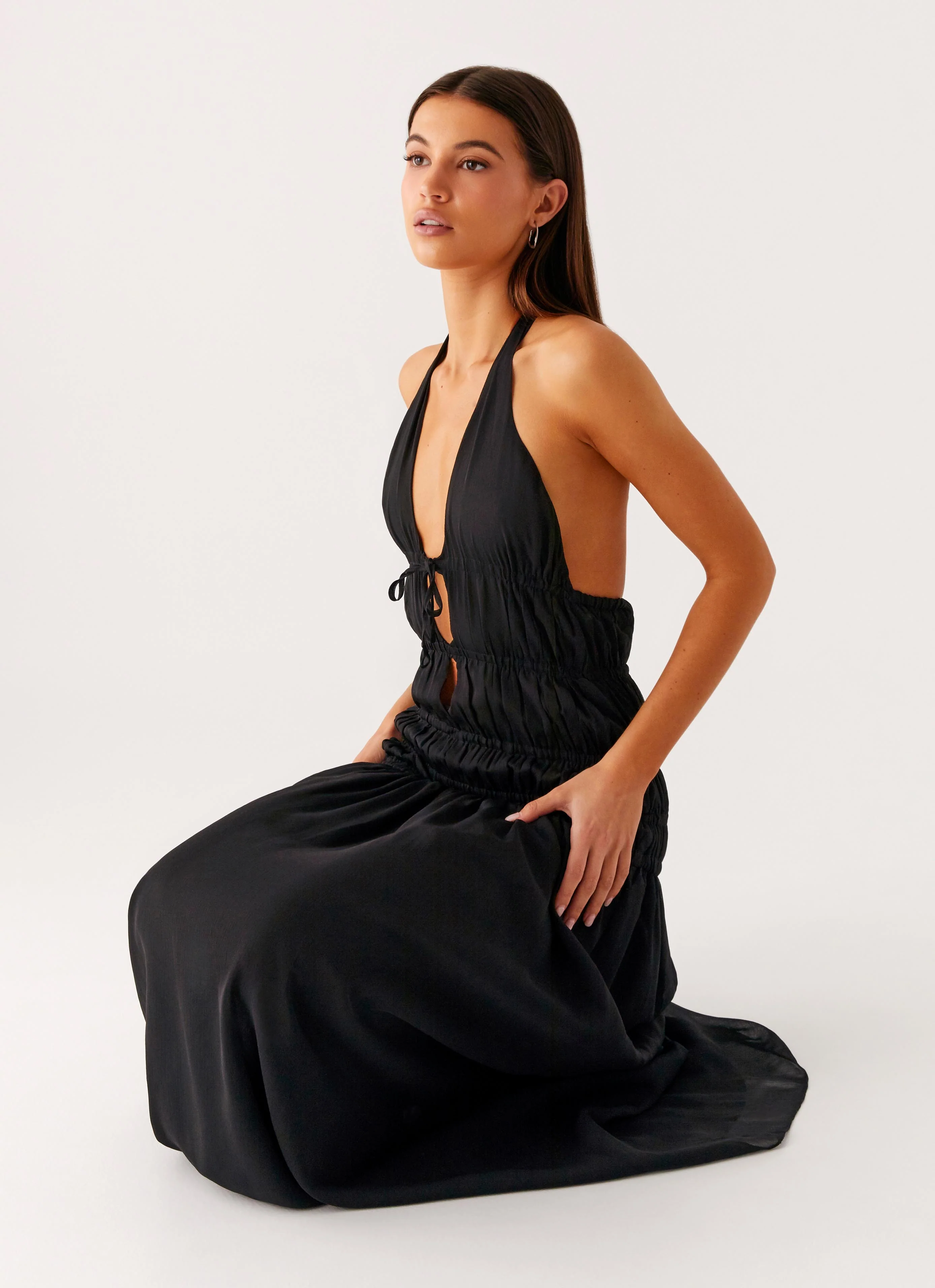 Dione Halter Maxi Dress - Black - Image 6