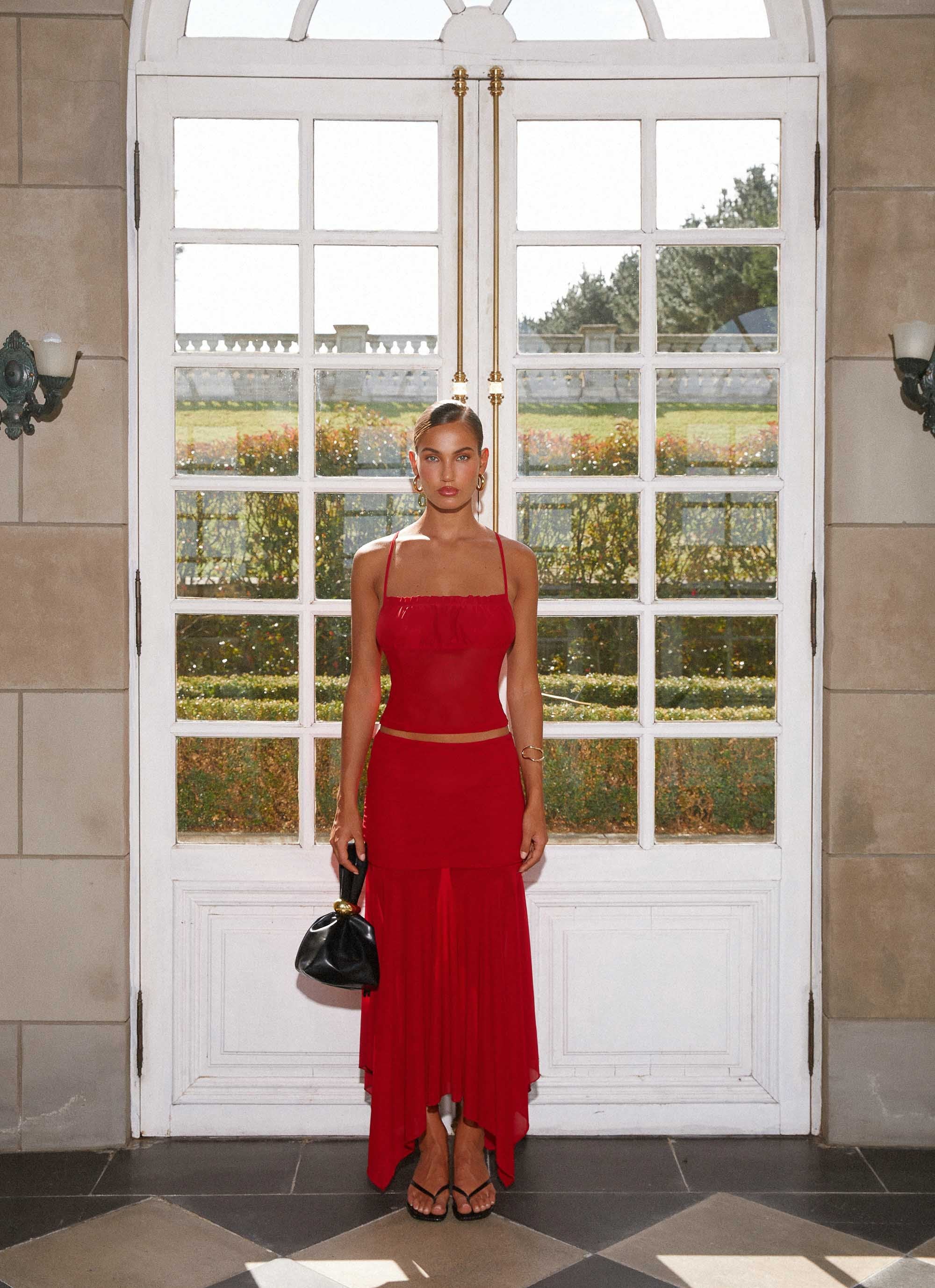 Dionne Maxi Skirt - Red - Image 8