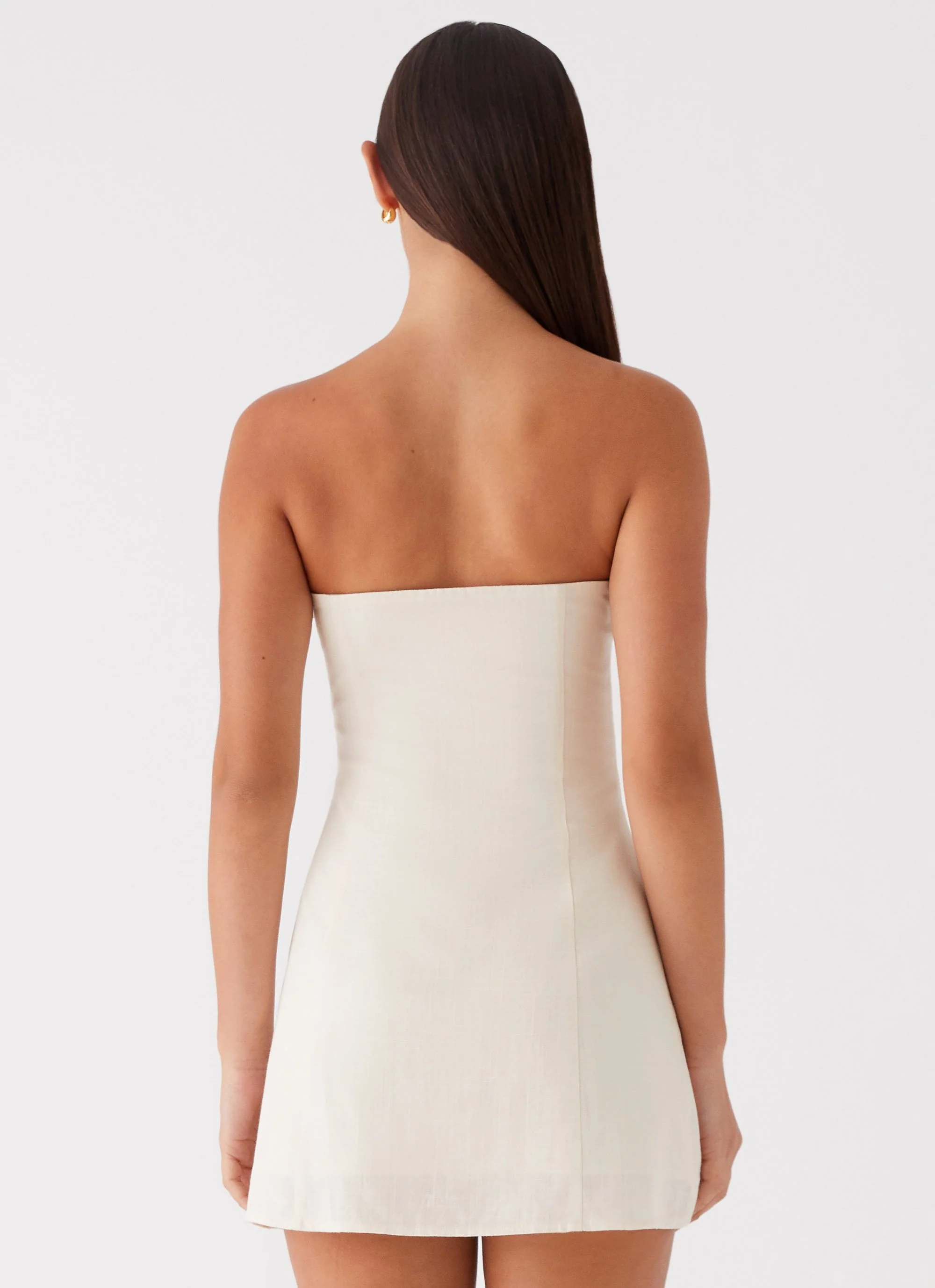 Do It That Way Linen Mini Dress - Ivory - Image 4