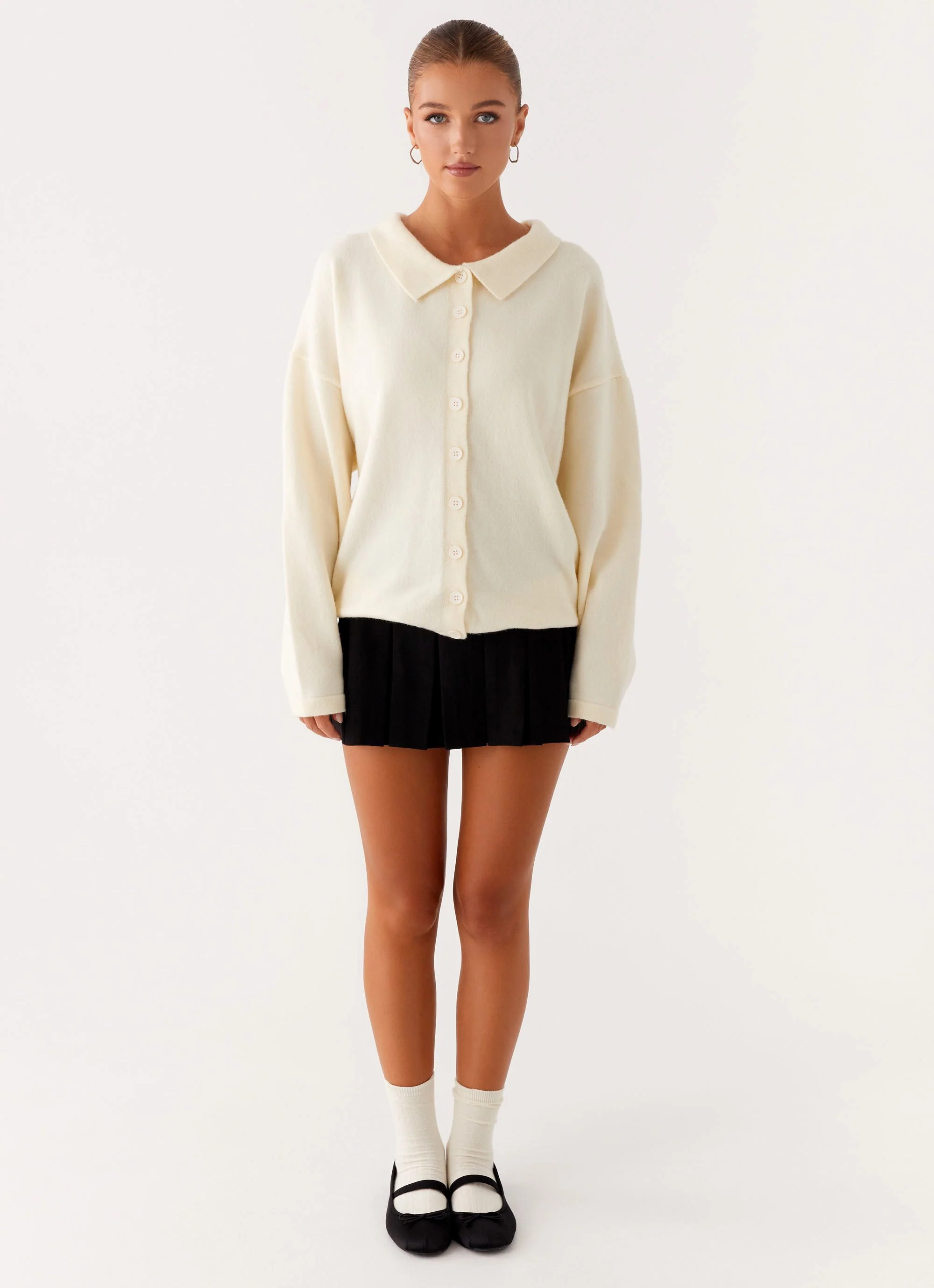 Dorian Button Knit Sweater - Ivory - Image 2